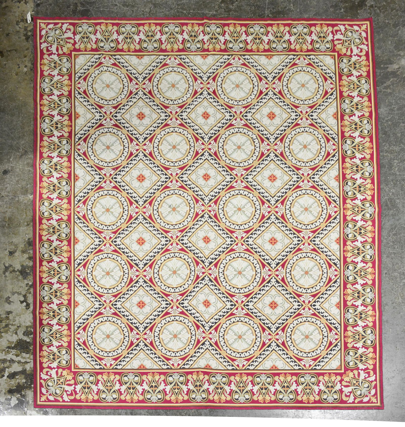 Red / Cream Tapestry Rug #1 - 11'4 x 9'7 (1 of 3)