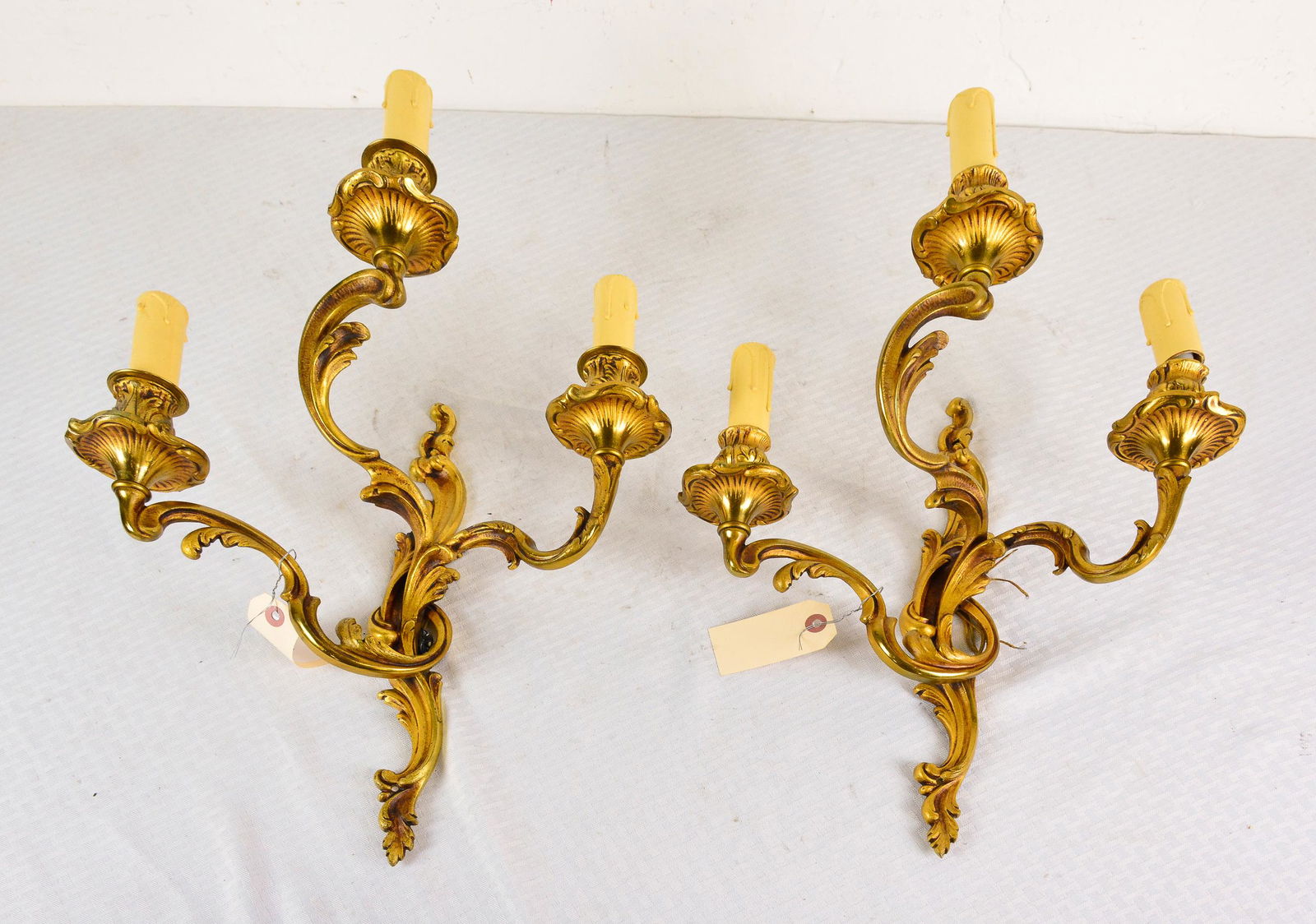Pair of Louis XV Style Gold Gilt 3 Arm Sconces (1 of 3)