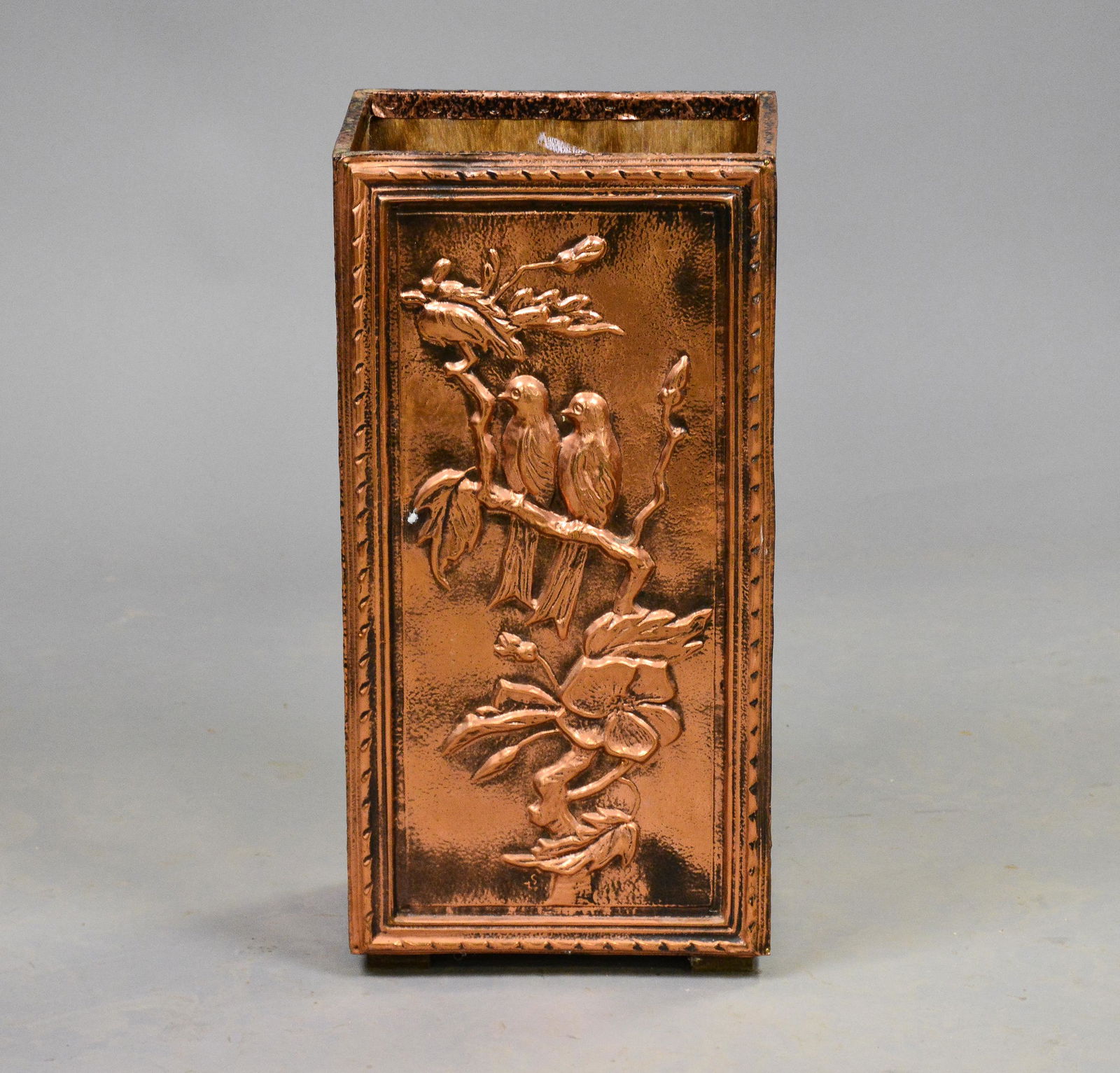 Embossed Copper Bird Motif Stick Stand (1 of 3)