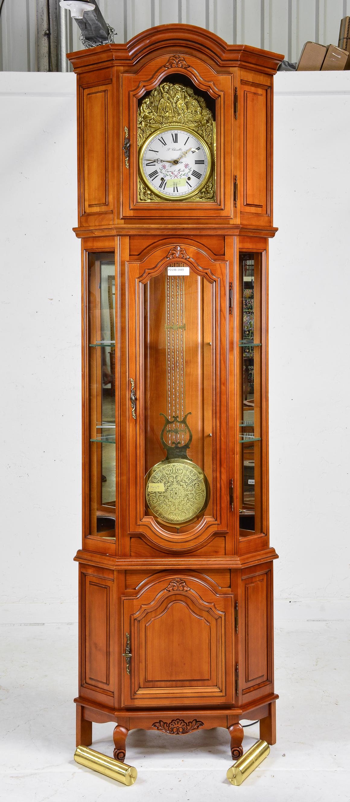 Louis XV style longcase clock with glass sides (1 of 5)
