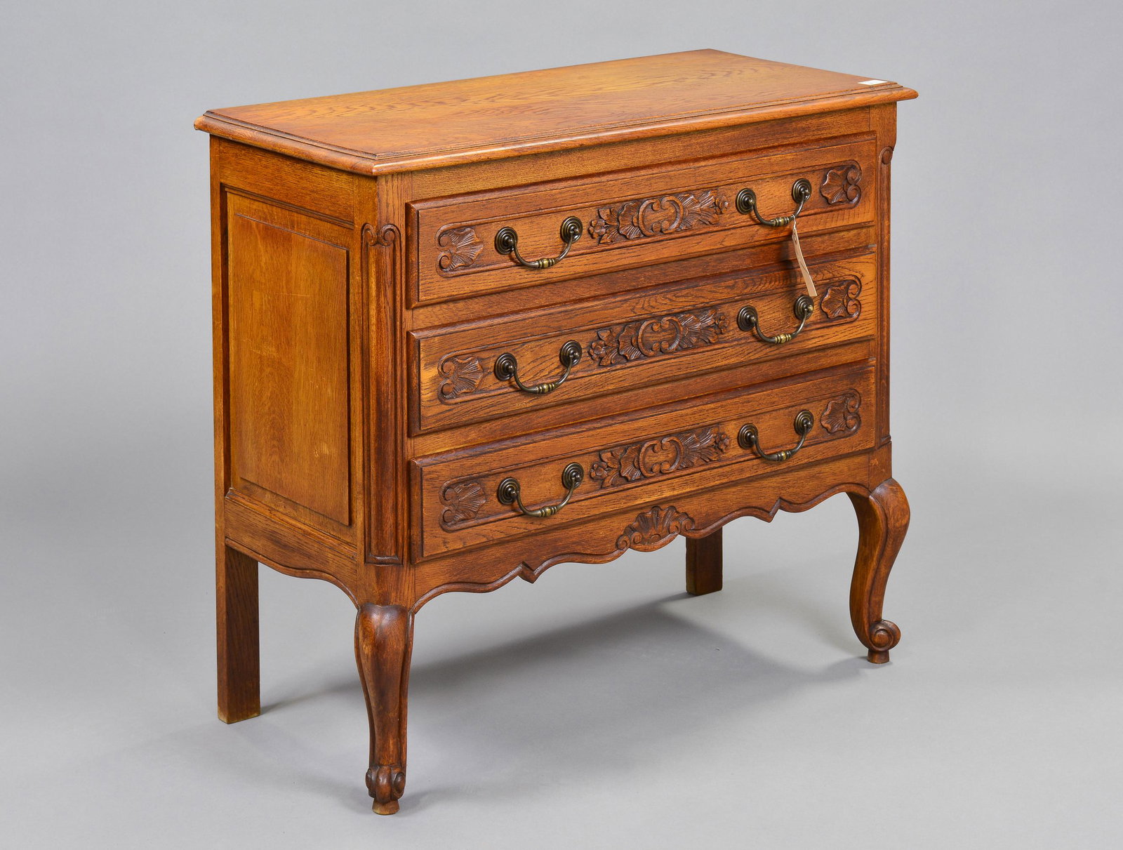 Louis XV Style Carved Oak 3 Drawer Chest #1 (1 of 4)