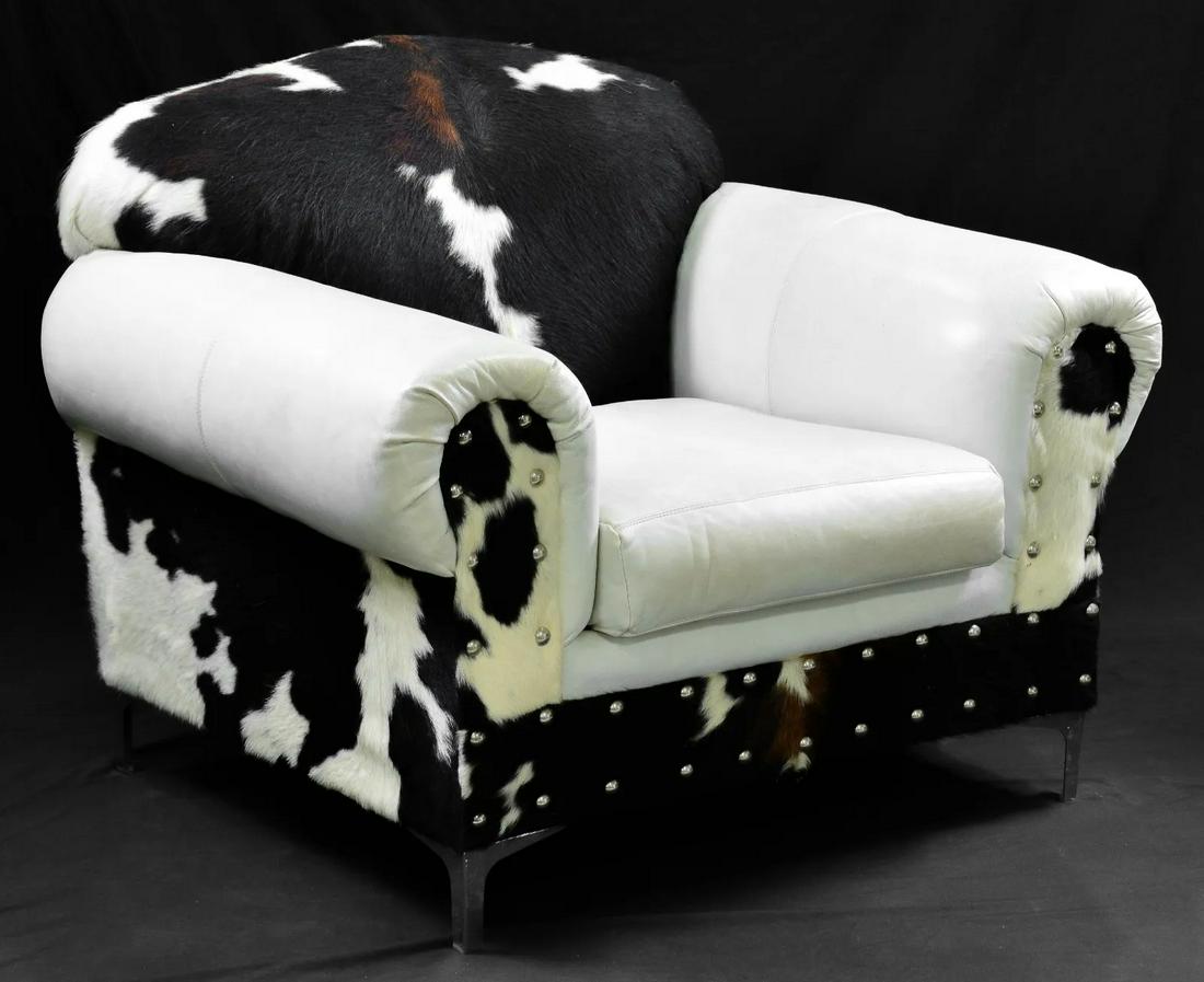 Over Size Hide / Leather Arm Chair (1 of 4)
