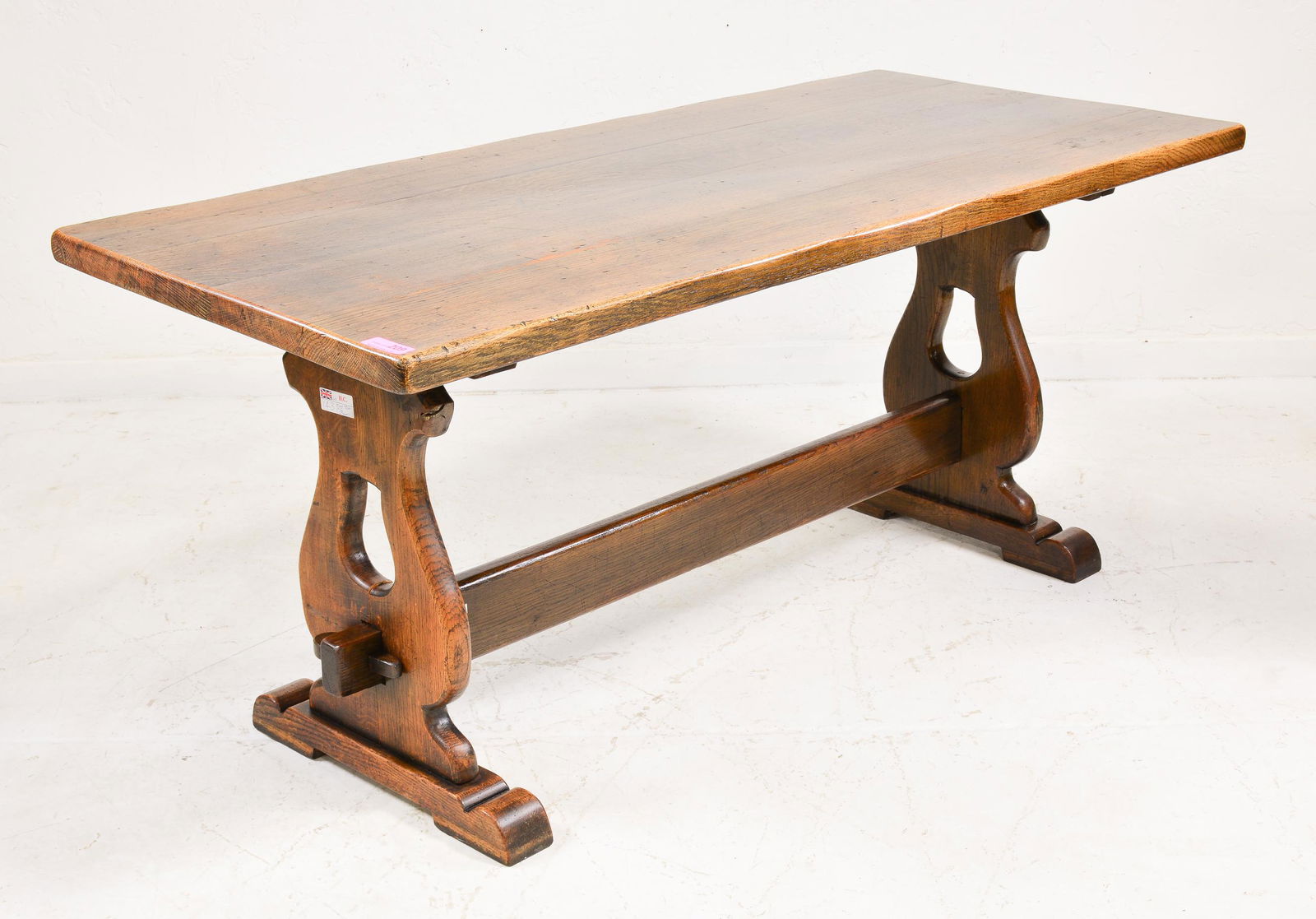 British Oak Trestle Base Dining / Writing Table (1 of 5)