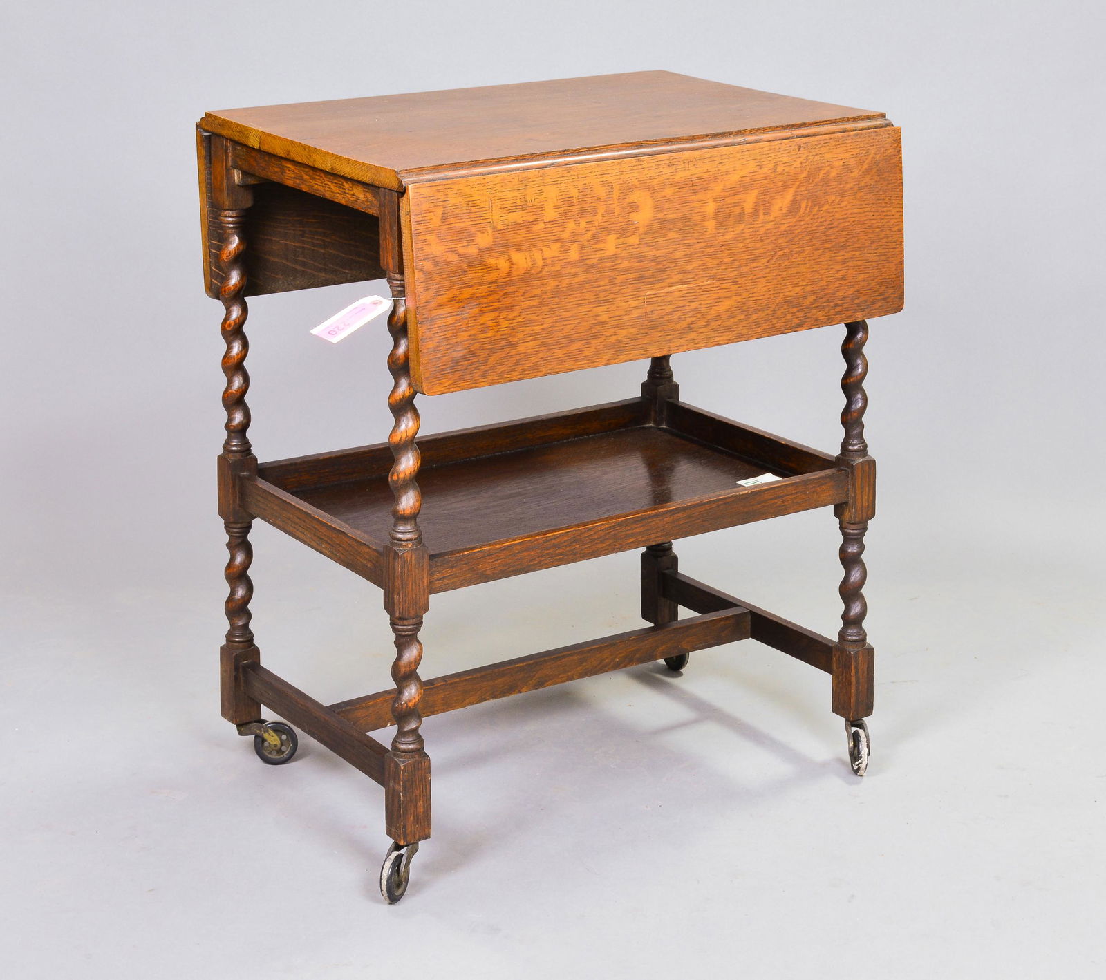 British Oak Barley Twist 2 Tier Trolley / Cart (1 of 3)