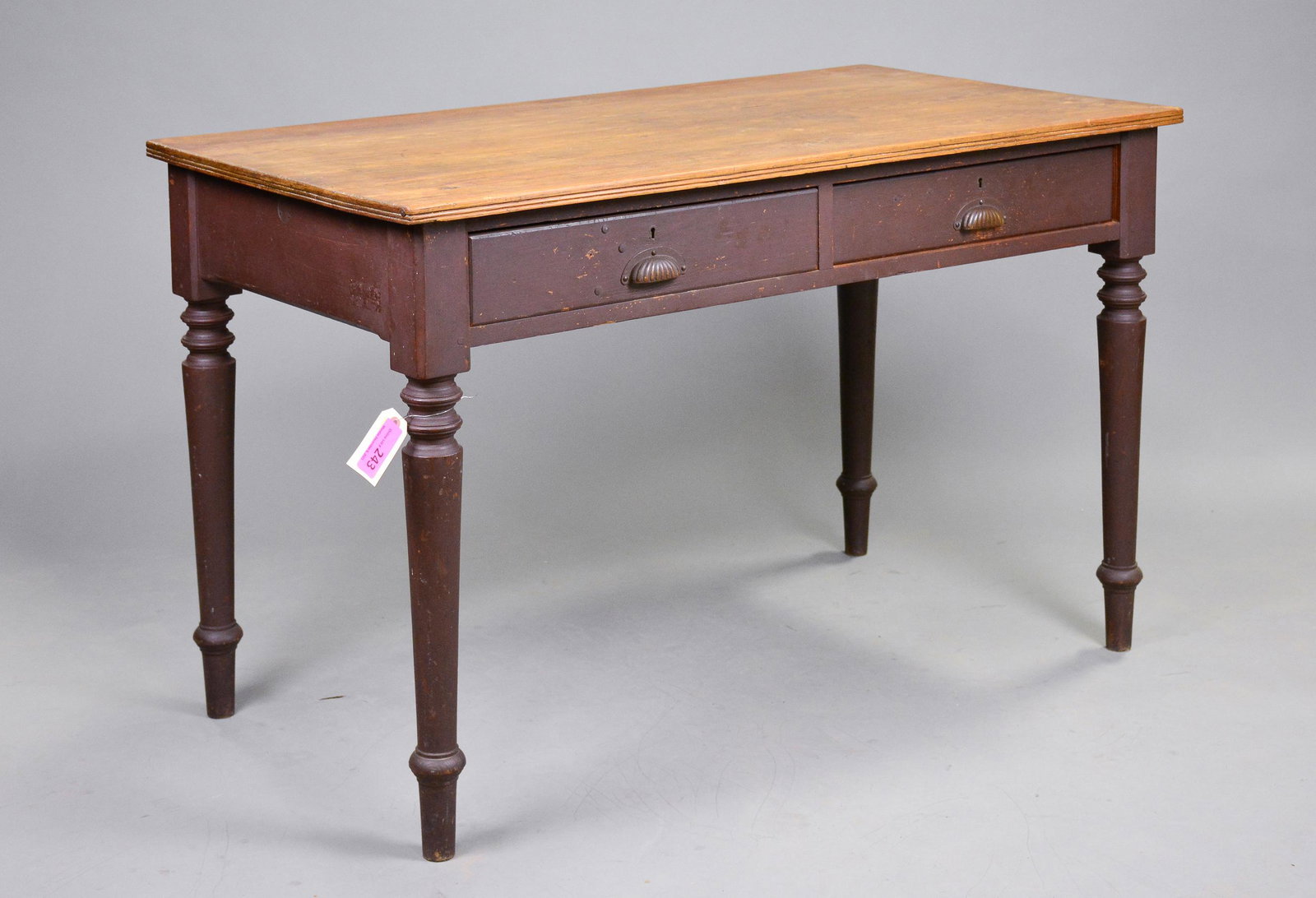 Pine Table with painted base and two drawers (1 of 3)