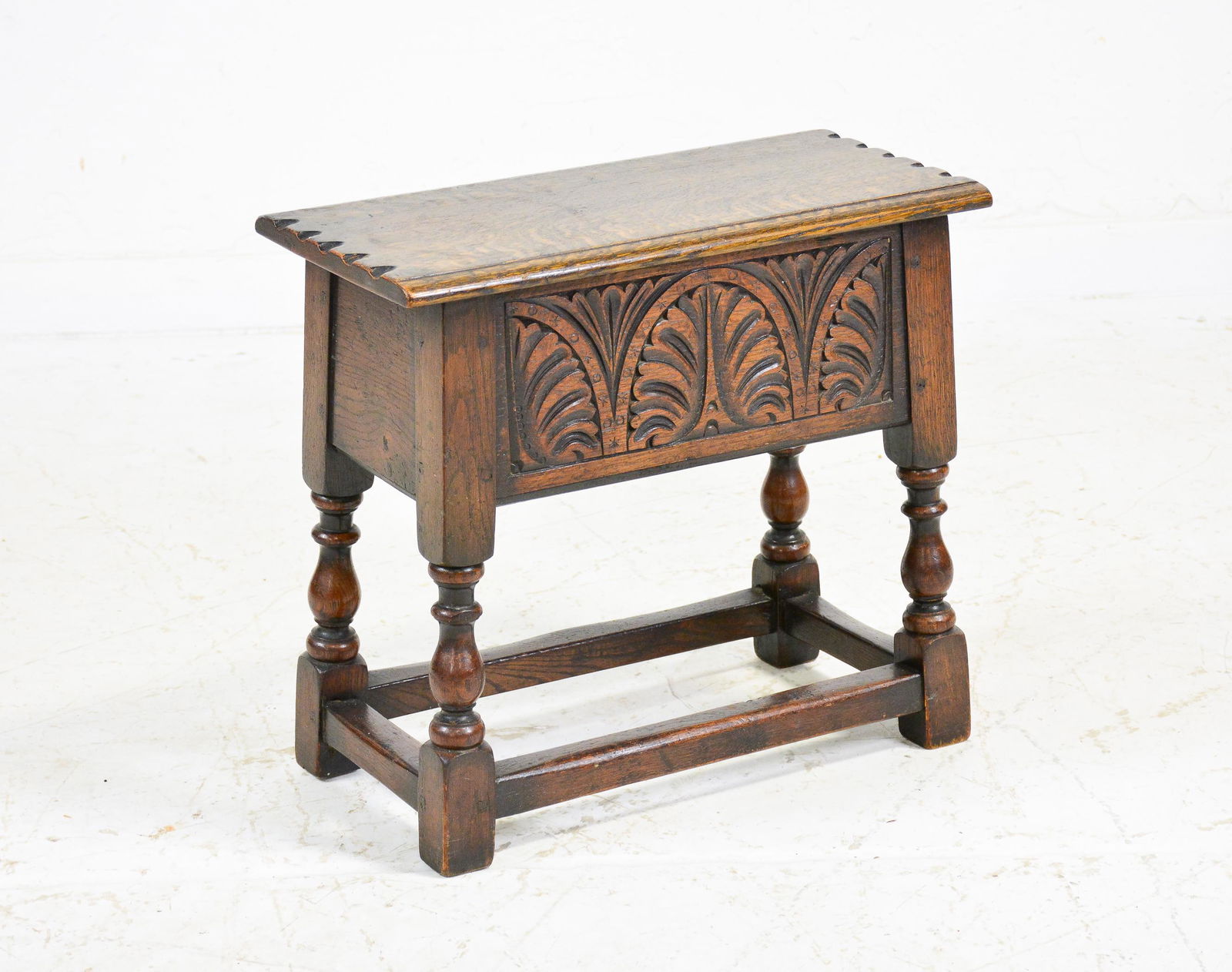 British Carved Oak Lift Top Stool (1 of 3)