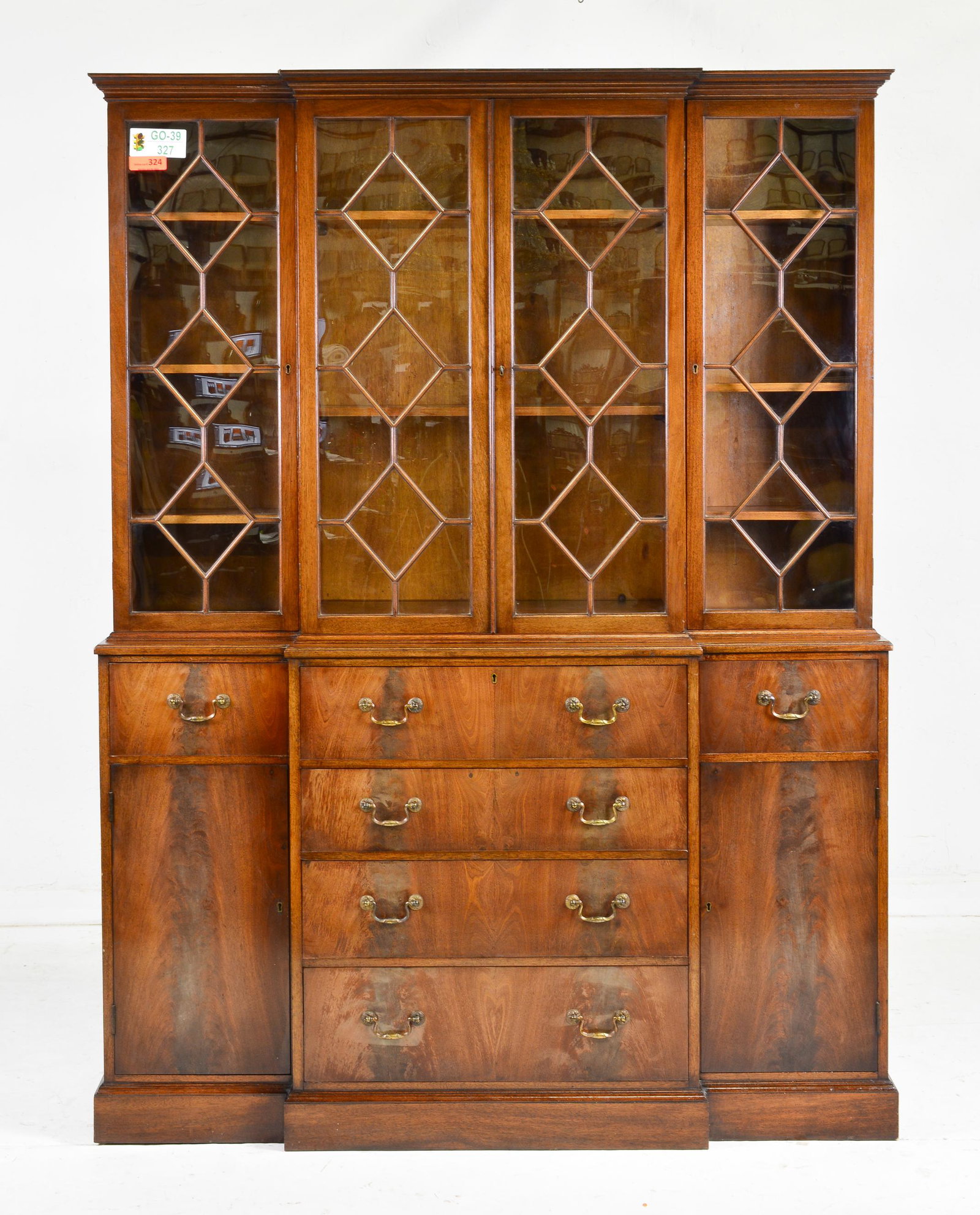 English Mahogany Breakfront Bookcase (1 of 5)