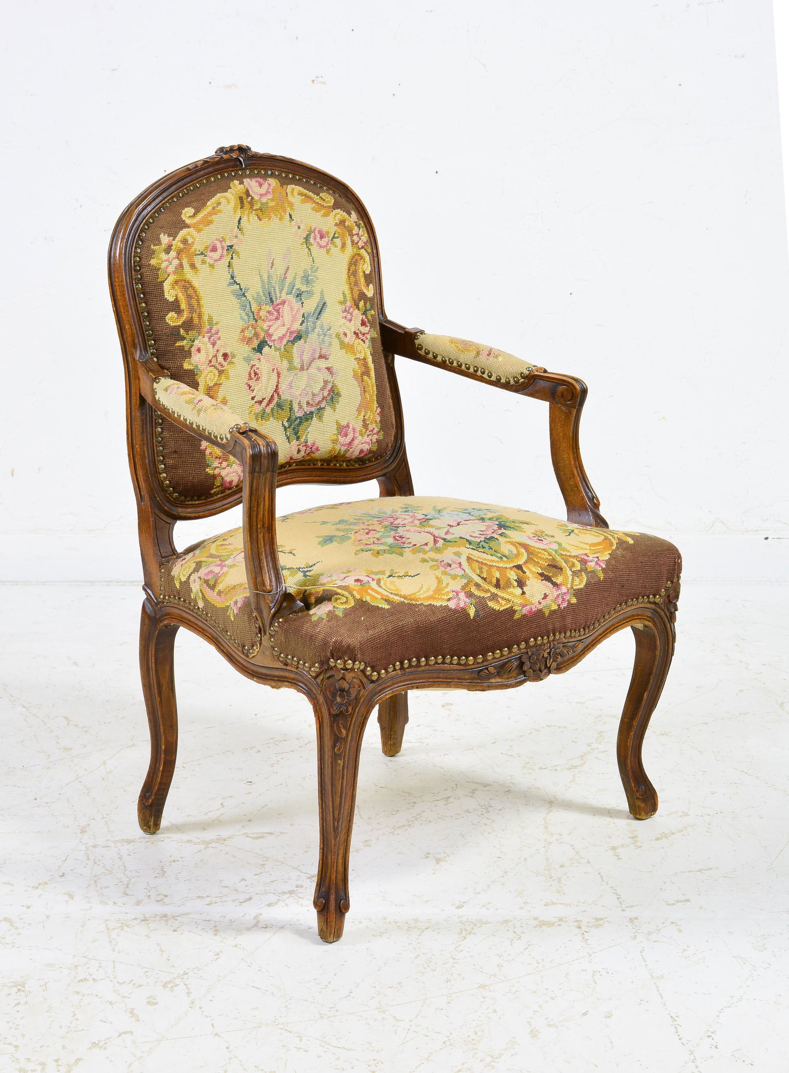Louis XV Style Needlepoint Arm Chair (1 of 4)