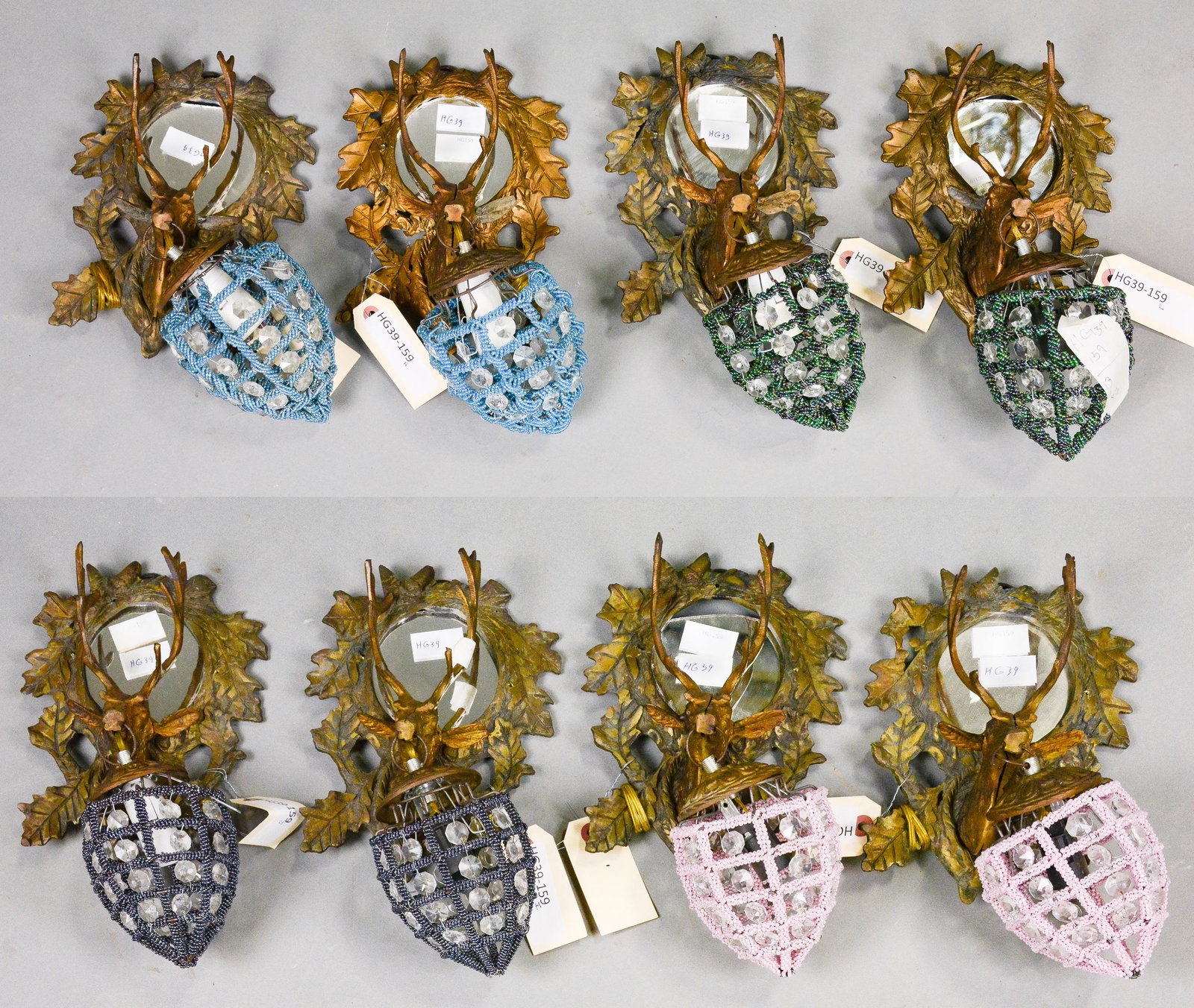 8 Empire Style Stag Head Sconces (1 of 5)