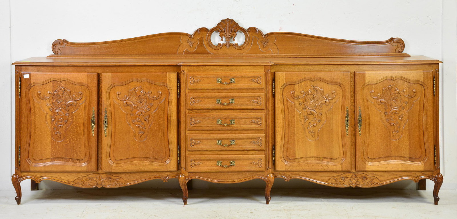 Louis XV Style Long Carved Oak Sideboard (1 of 9)