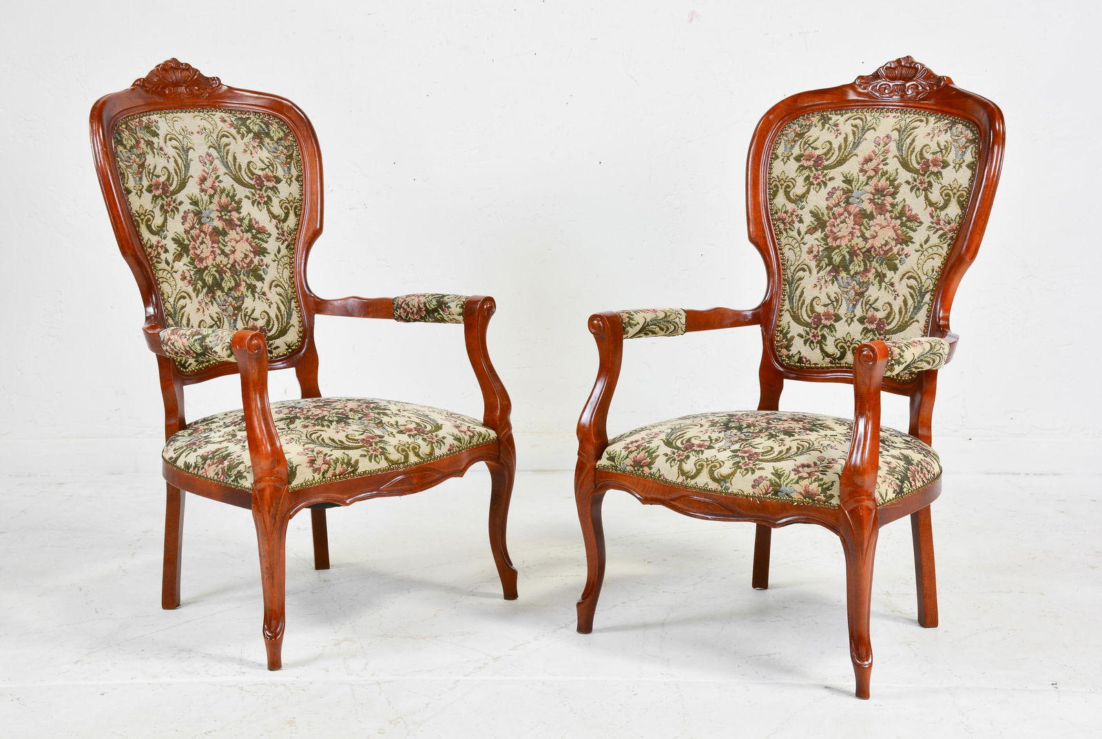 2 Needlepoint Upholstered Arm Chairs (1 of 2)