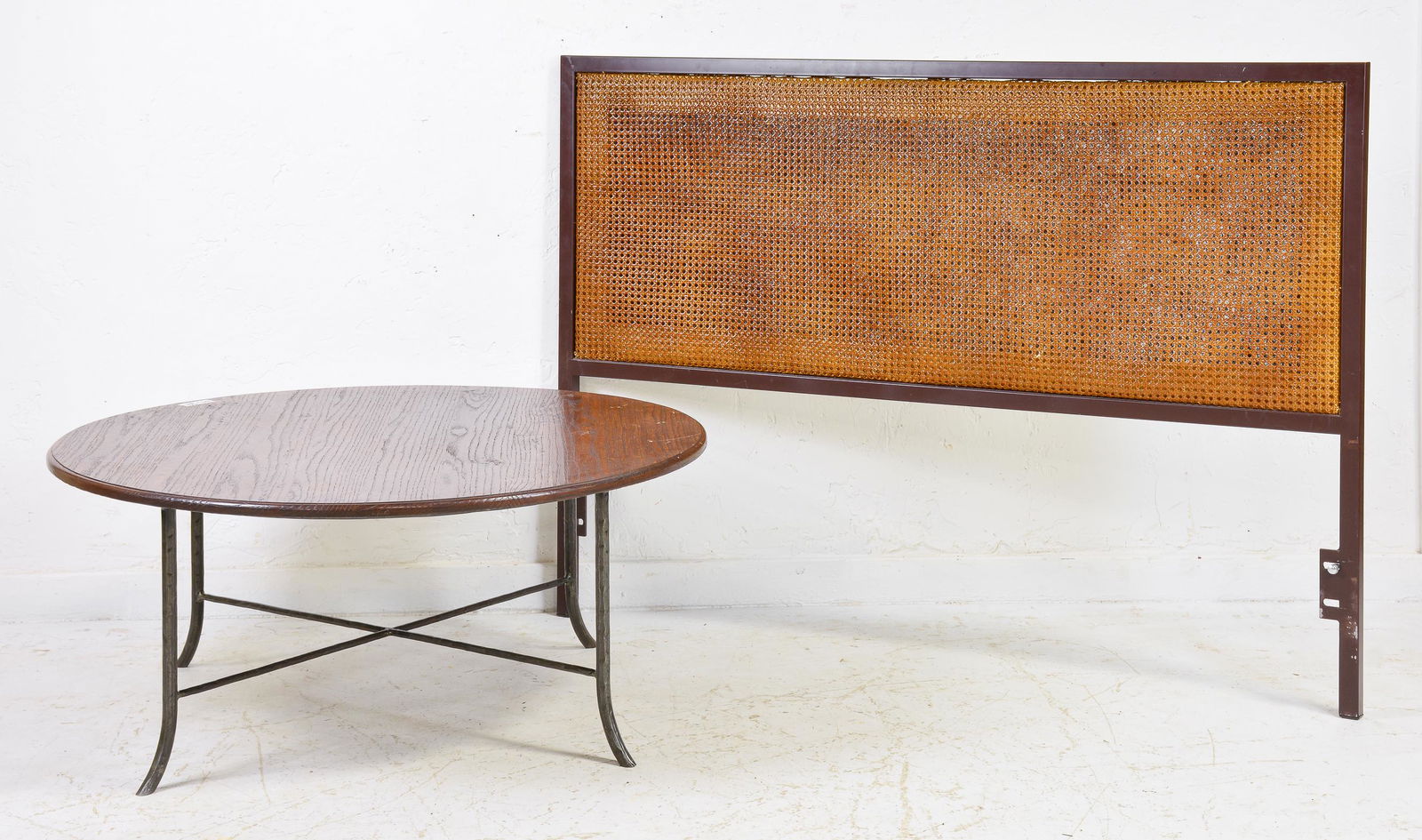 Metal / Caned Headboard & Round Coffee Table (1 of 4)