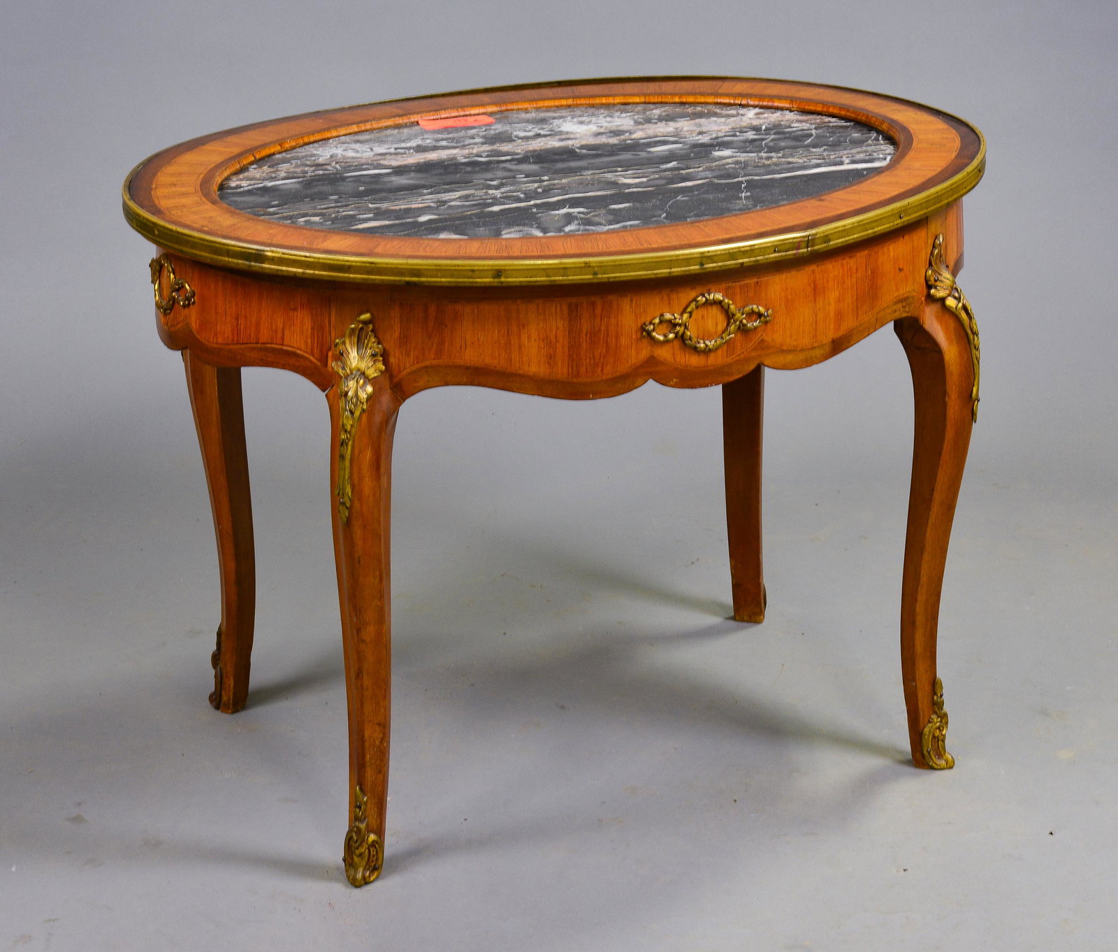 French Oval Occasional / Coffee Table with Inset Marble (1 of 4)