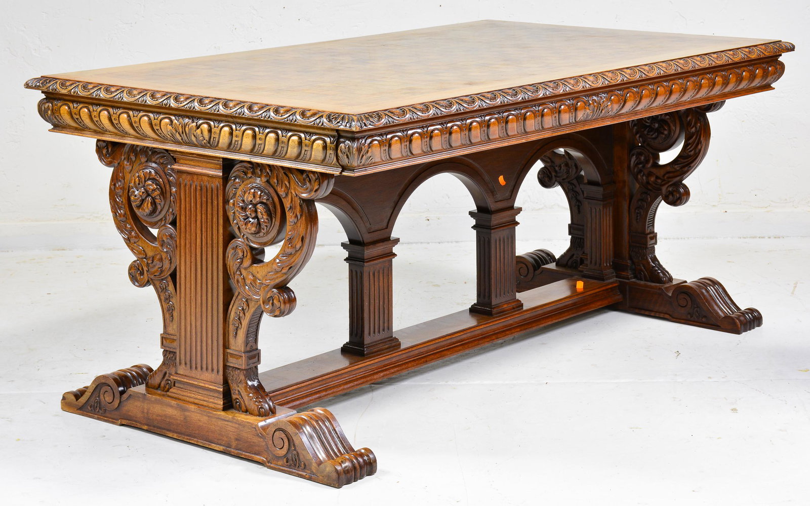 French Carved Walnut Library / Writing Table (1 of 5)