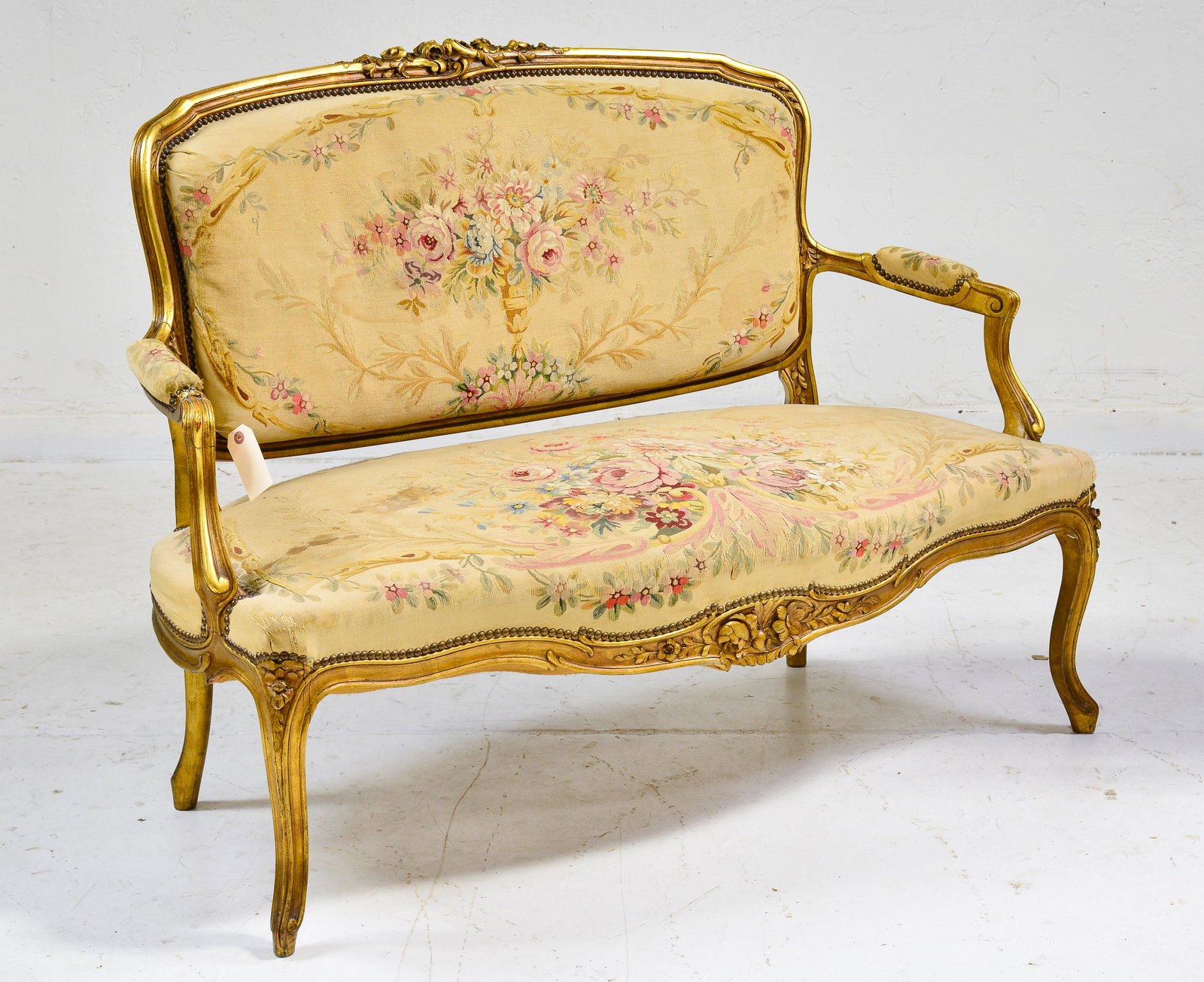 Louis XV Style Gilt Needlepoint Settee (1 of 6)