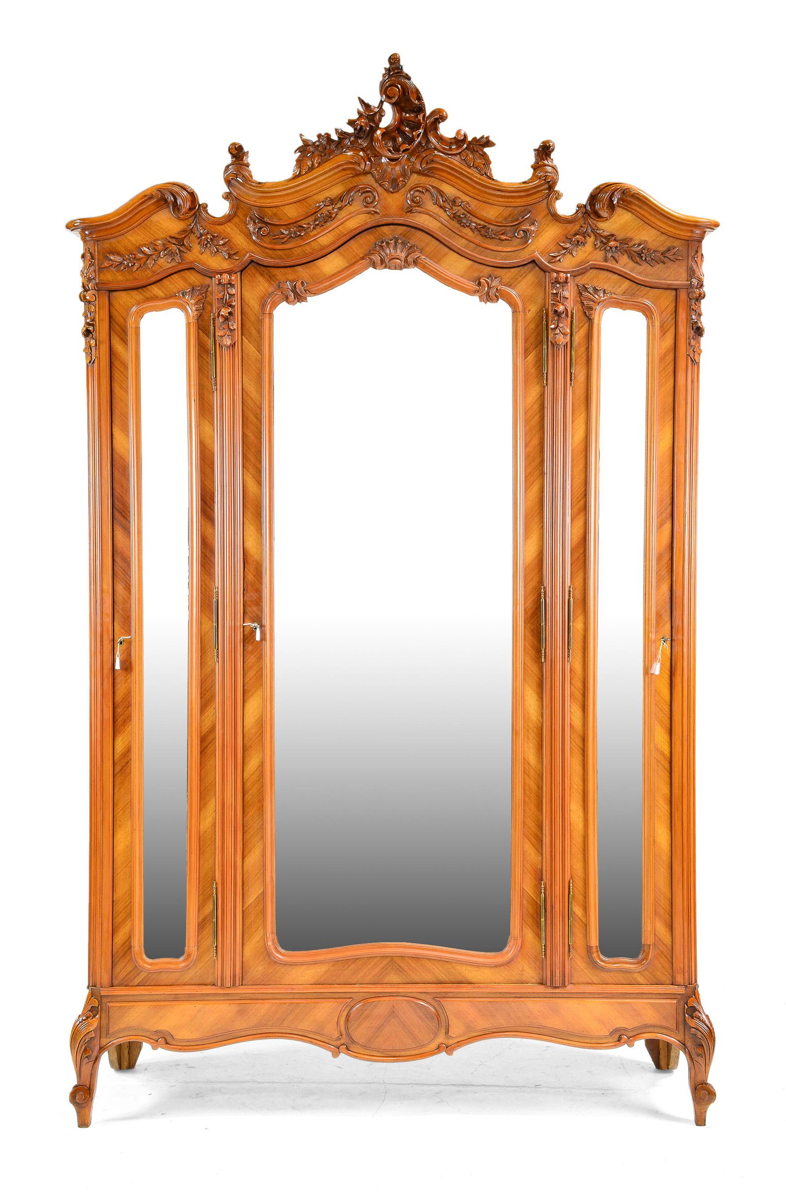 Louis XV Style Triple Mirror Door Armoire (1 of 7)