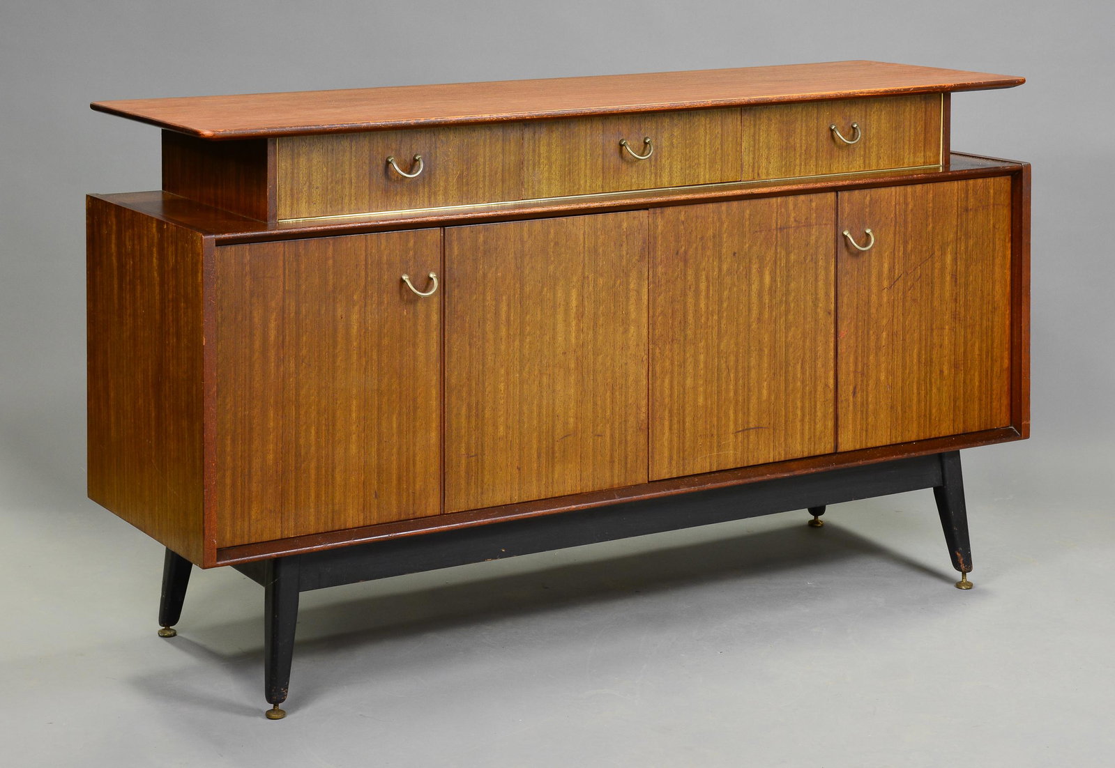 Mid Century Sideboard by G-Plan - Black & Tola Range: Danish Modern Style Credenza by British Maker Gplan - 34 in tall x 59 x 19