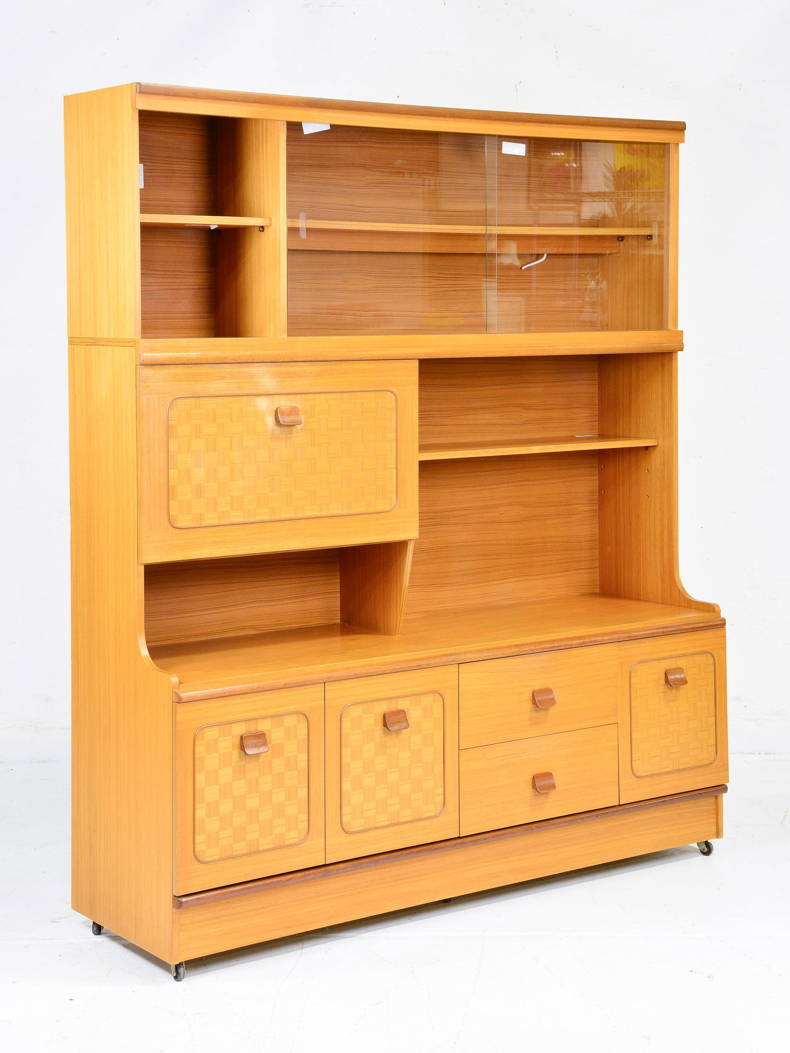 Mid Century Wall Unit / Cocktail Cabinet - Stateroom: Danish Modern Style Wall Unit / Cocktail Cabinet by Stateroom - 69 in tall x 59 x 19