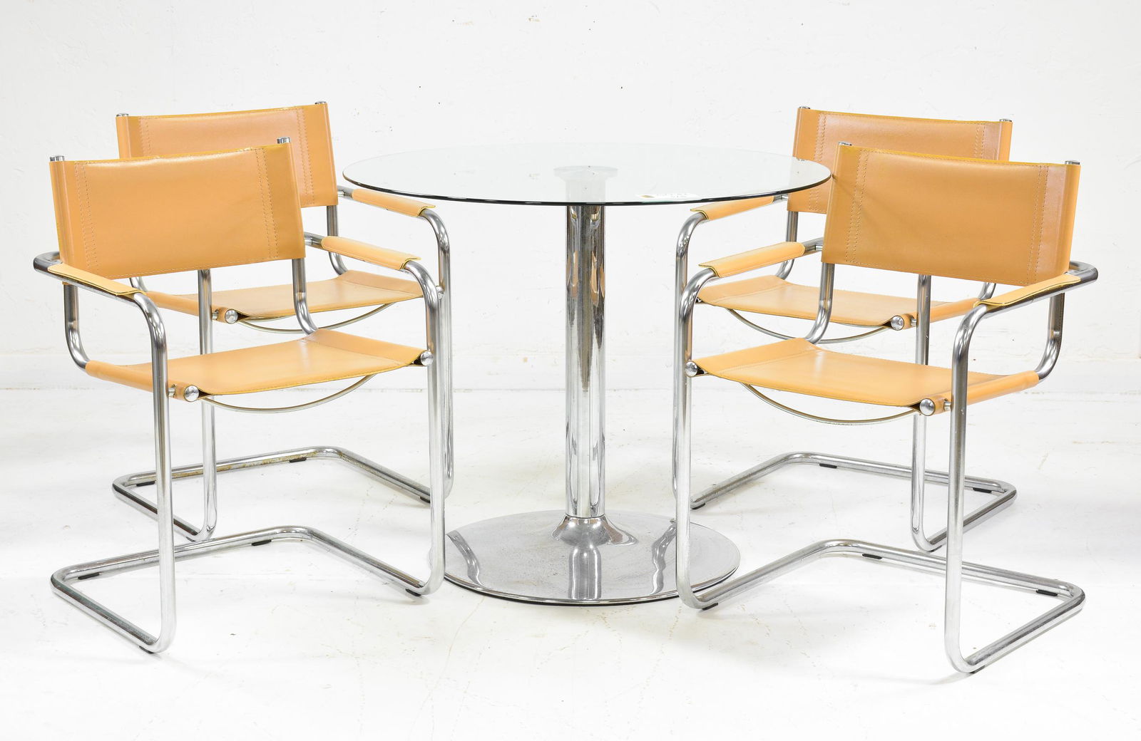 Mid Century Italian Round Glass Table & 4 Chairs (1 of 7)