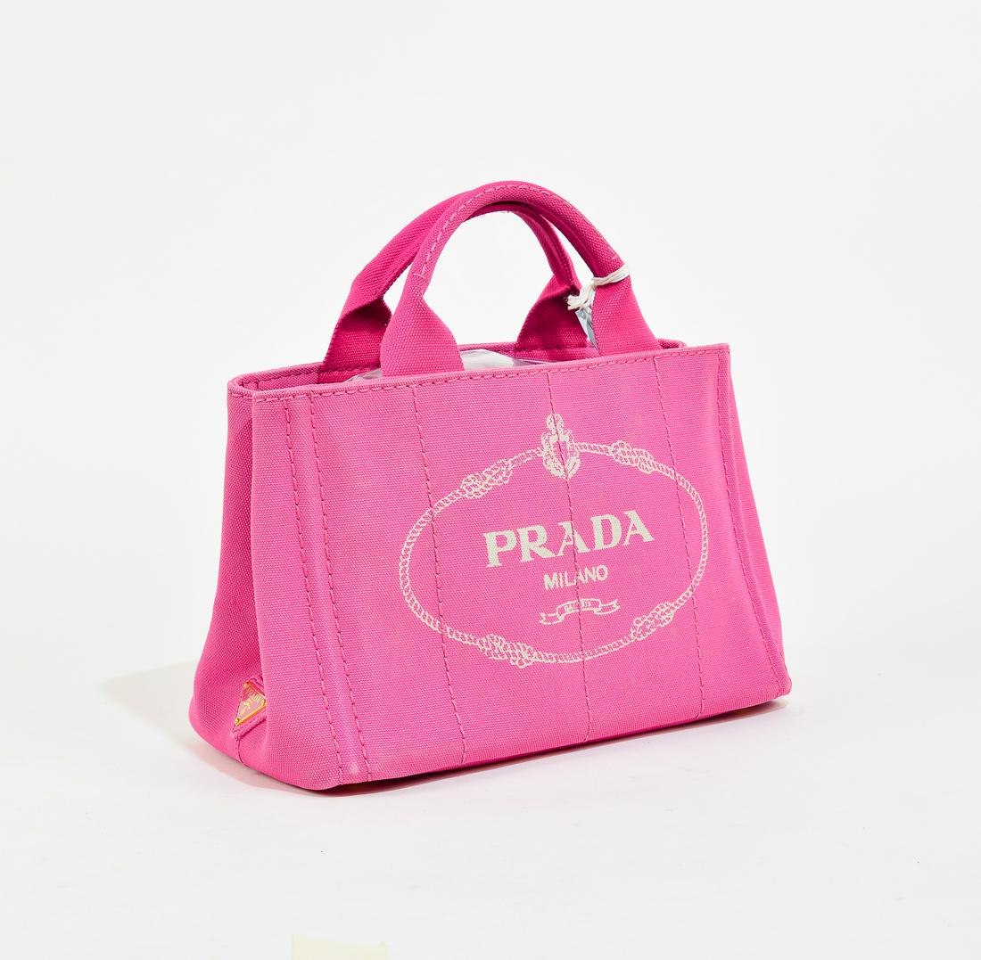Prada Small Canapa Tote  - Fuschia Canvas Canapa Canvas (1 of 5)