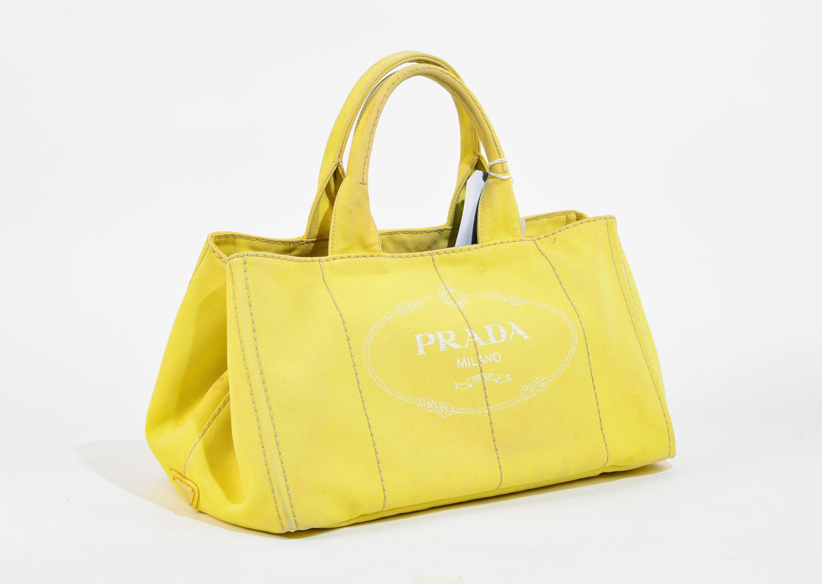 Prada Large Canapa Tote in Yello Canvas Canapa Canvas (1 of 6)