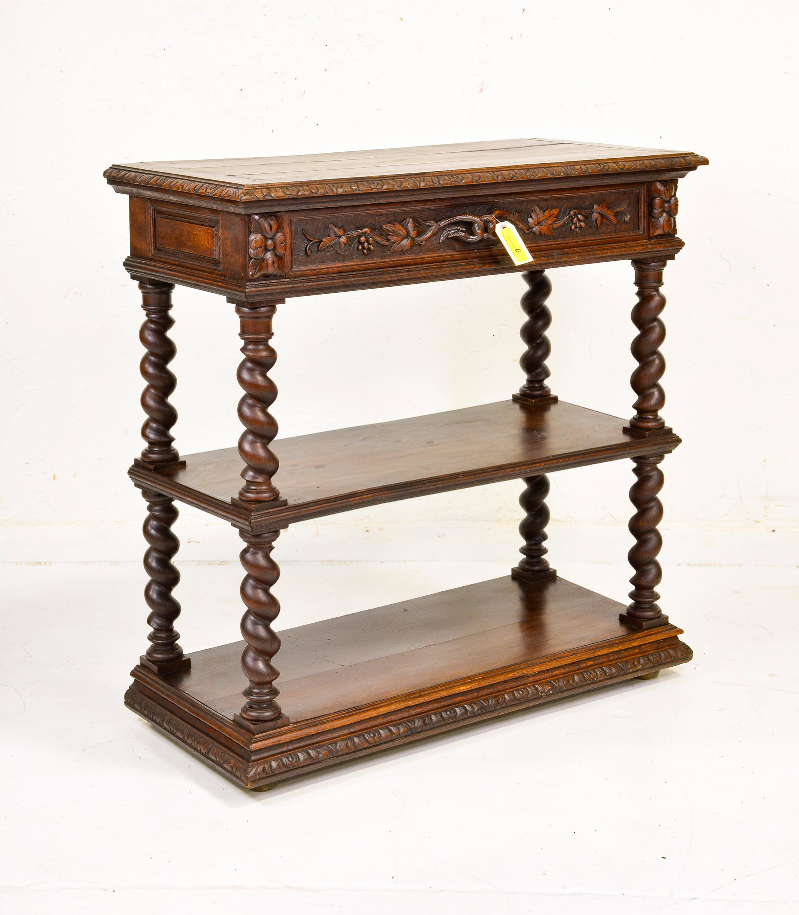 Carved Oak Barley Twist Single Drawer Server (1 of 5)