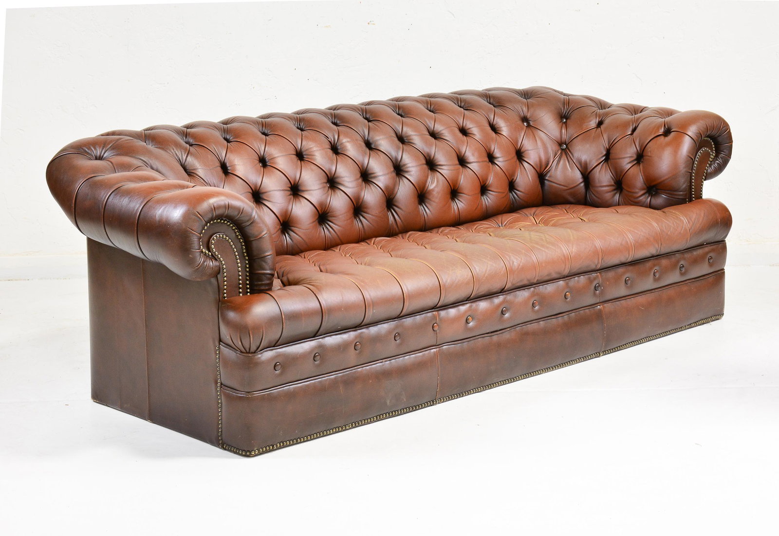 British Brown Leather Chesterfield Sofa (1 of 5)