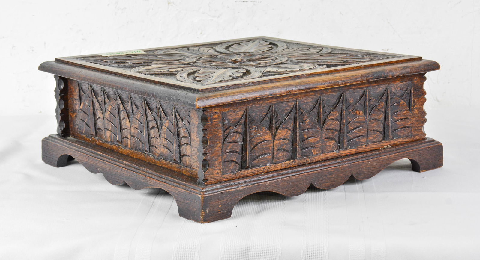 Heavily Carved Oak British Bible Box (1 of 4)
