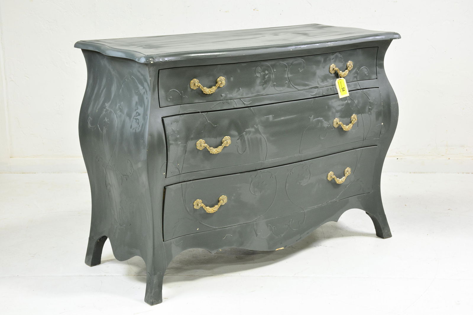 Large Painted 3 Drawer Bombe Chest / Commode #2 (1 of 6)