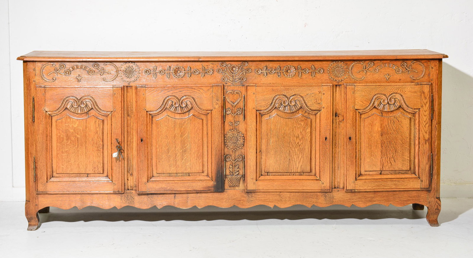 French Carved Oak 4 Door Sideboard c.1950 (1 of 7)