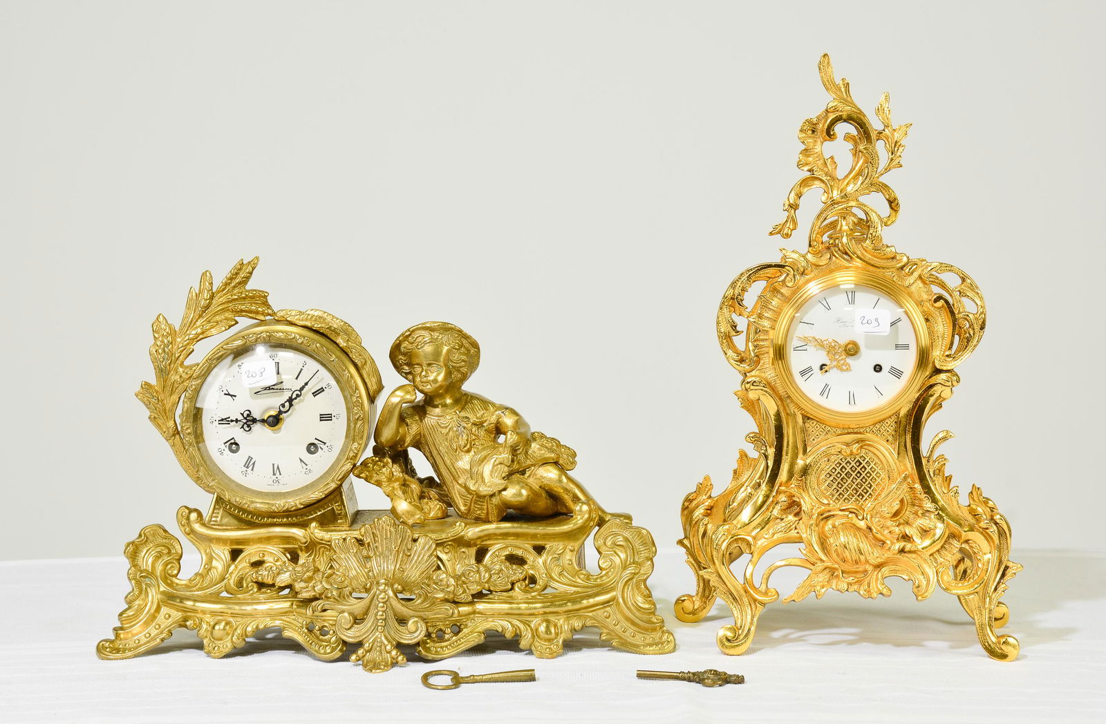 2 French Gilt Bronze Mantle Clocks (1 of 2)
