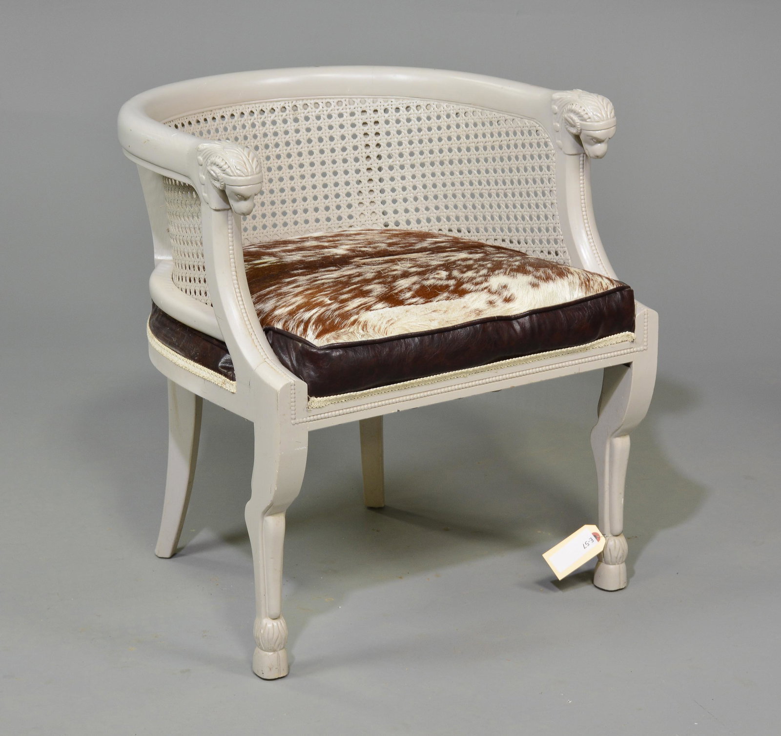 Painted Cain Back Hide Upholstered Chair (1 of 4)
