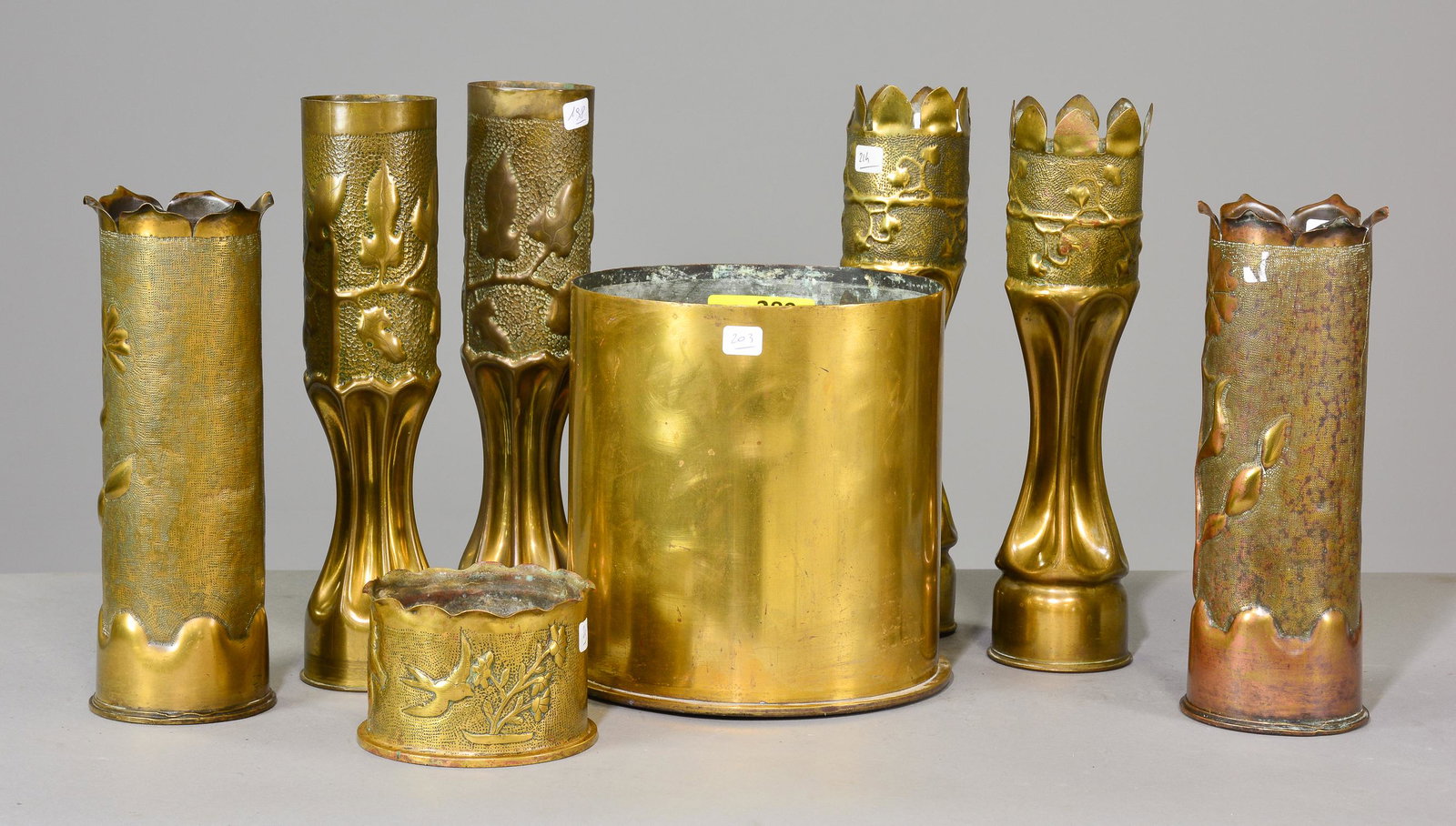 8pcs Brass Trench Art Vases (1 of 3)