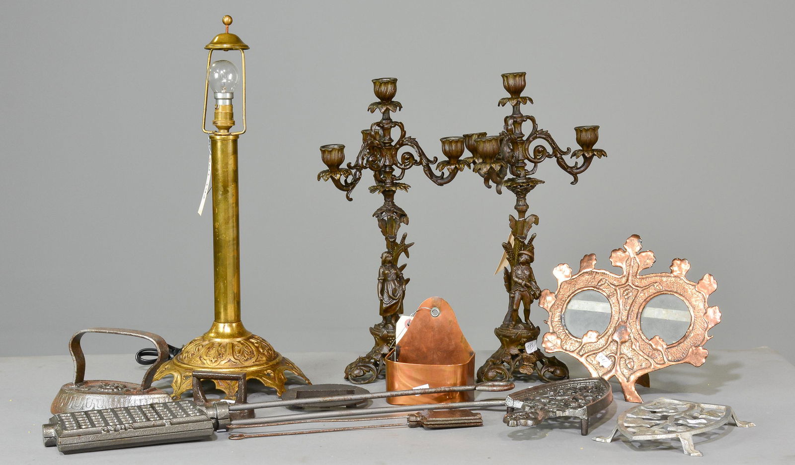 Collection of Metal Trivets, Candelabras, Etc.: Collection of Metal Trivets, Candelabras, Etc.