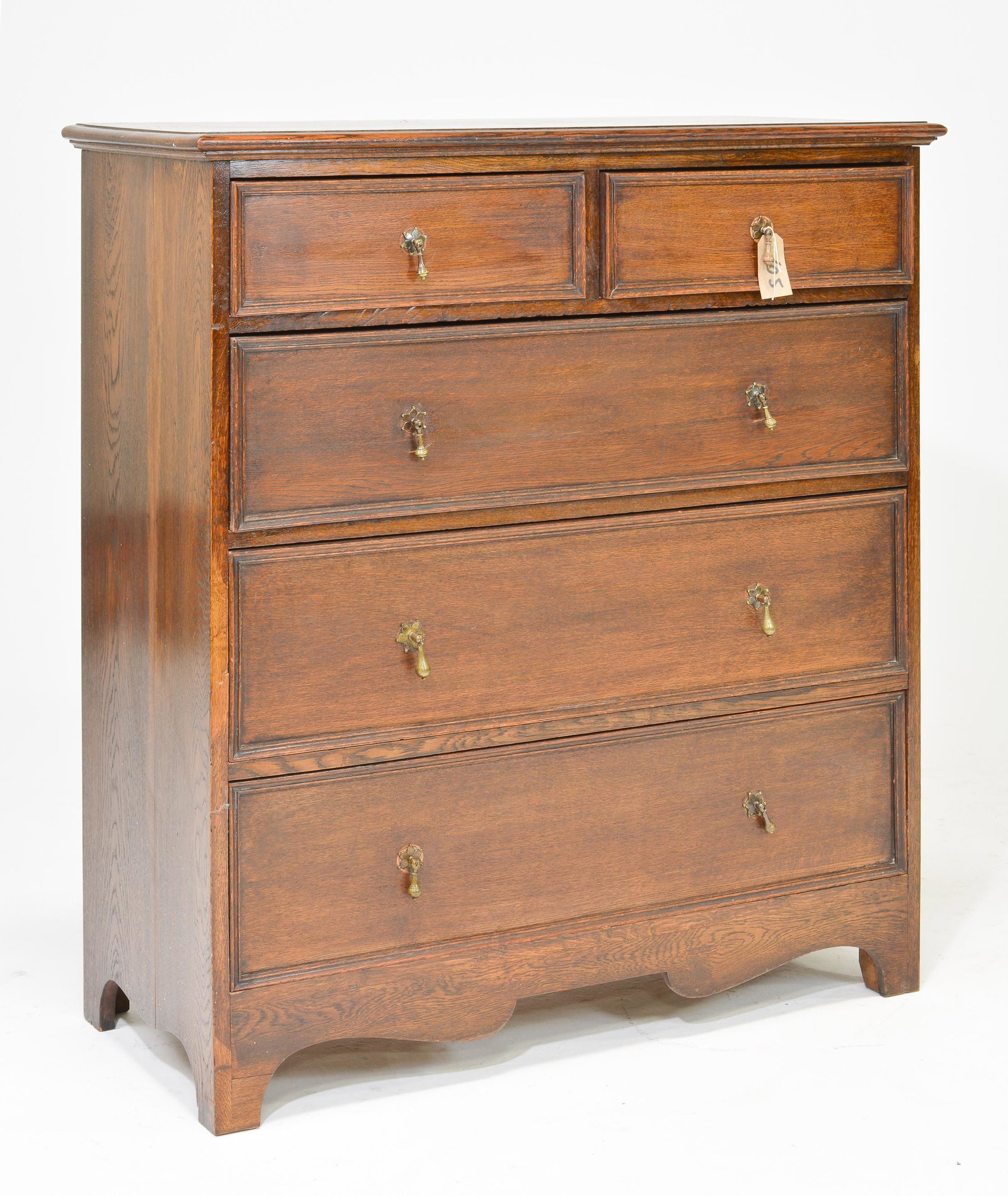 Edwardian Style Oak Chest of Drawers: Edwardian Style Oak Chest of Drawers - 47 in tall x 42 x 19