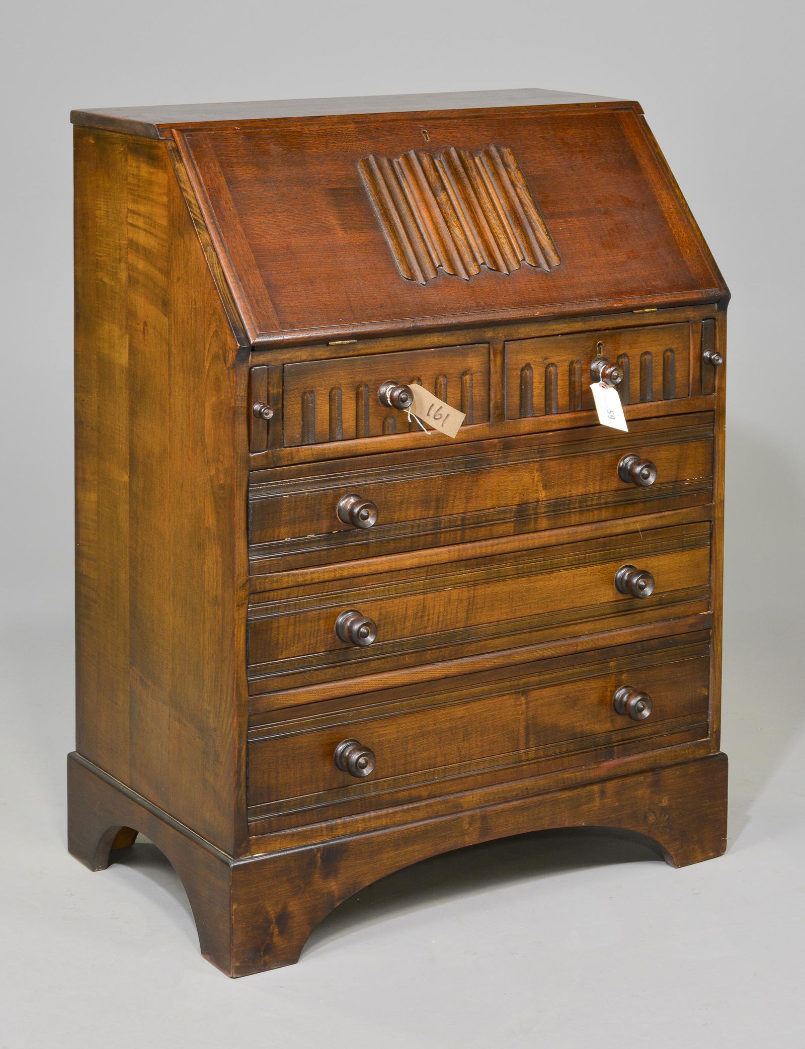 British Linen Fold Drop Front Desk (1 of 4)