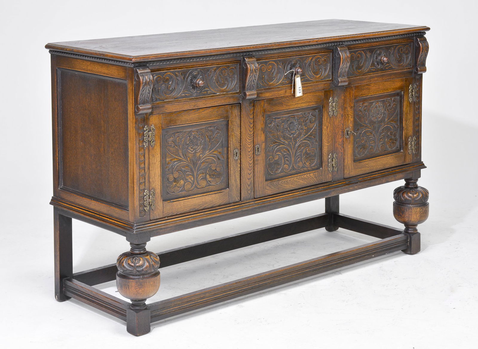 Tudor Style Carved Oak Sideboard / Server (1 of 7)