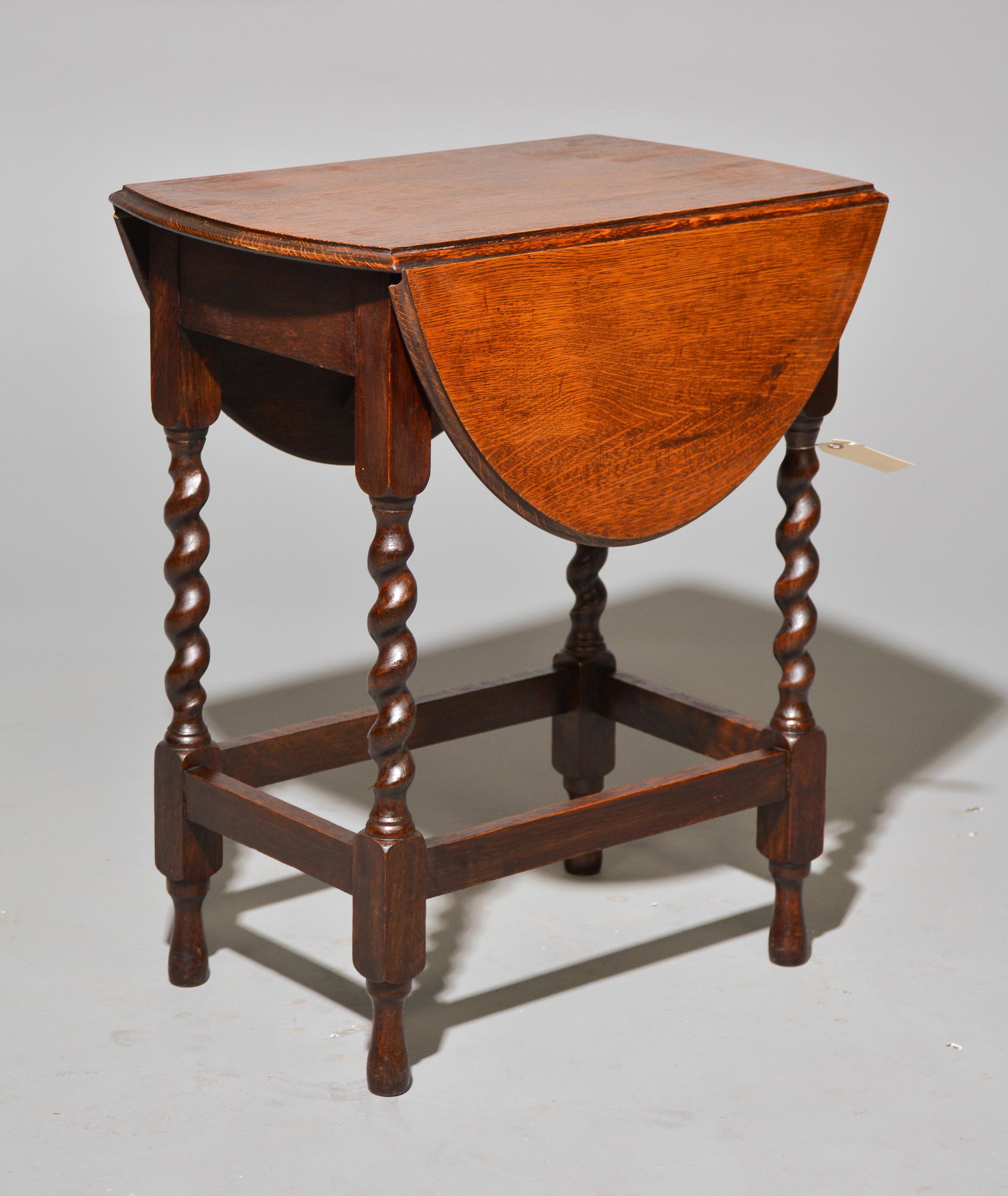 British Oak Barley Twist Drop Leaf Table: British Oak Barley Twist Drop Leaf Table - 29 in tall x 25 x 16, Leaves are 11 inches each