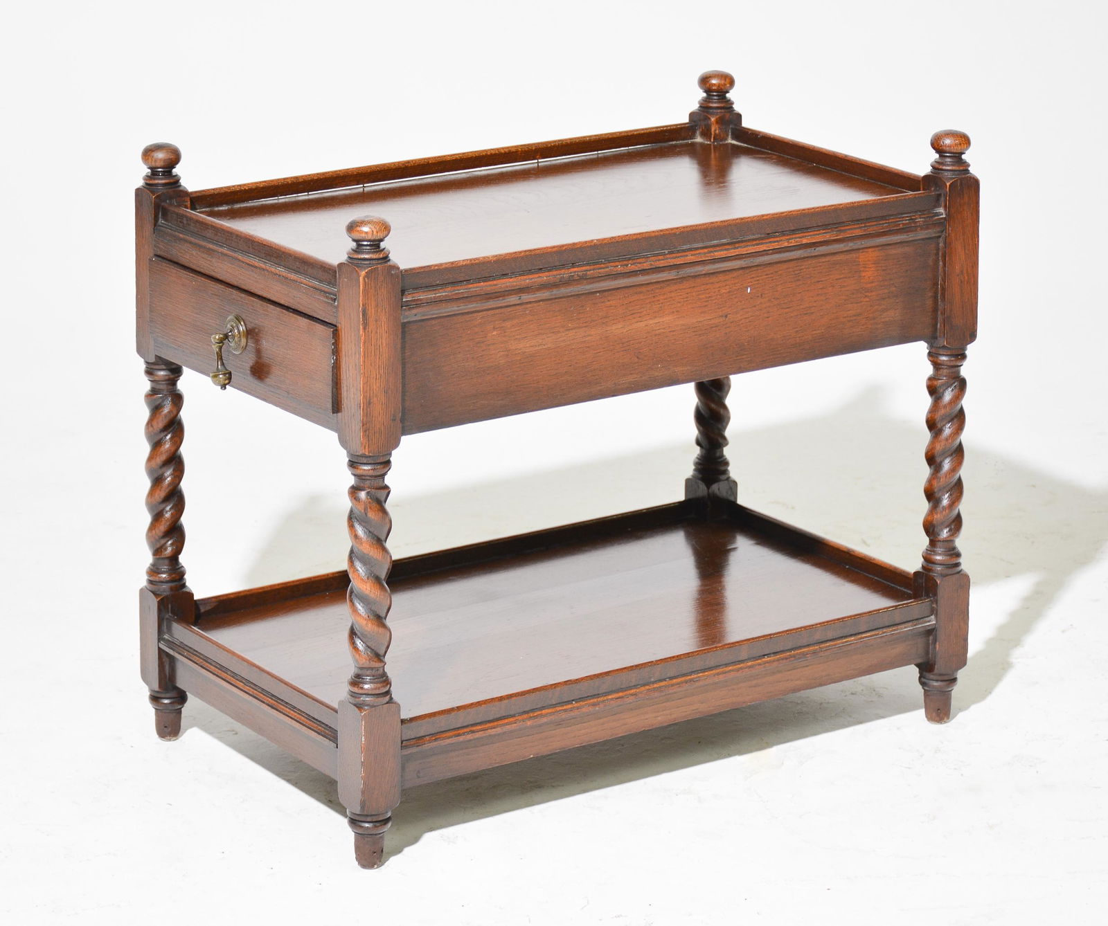 British Oak Barley Twist 2 Tier Table (1 of 2)