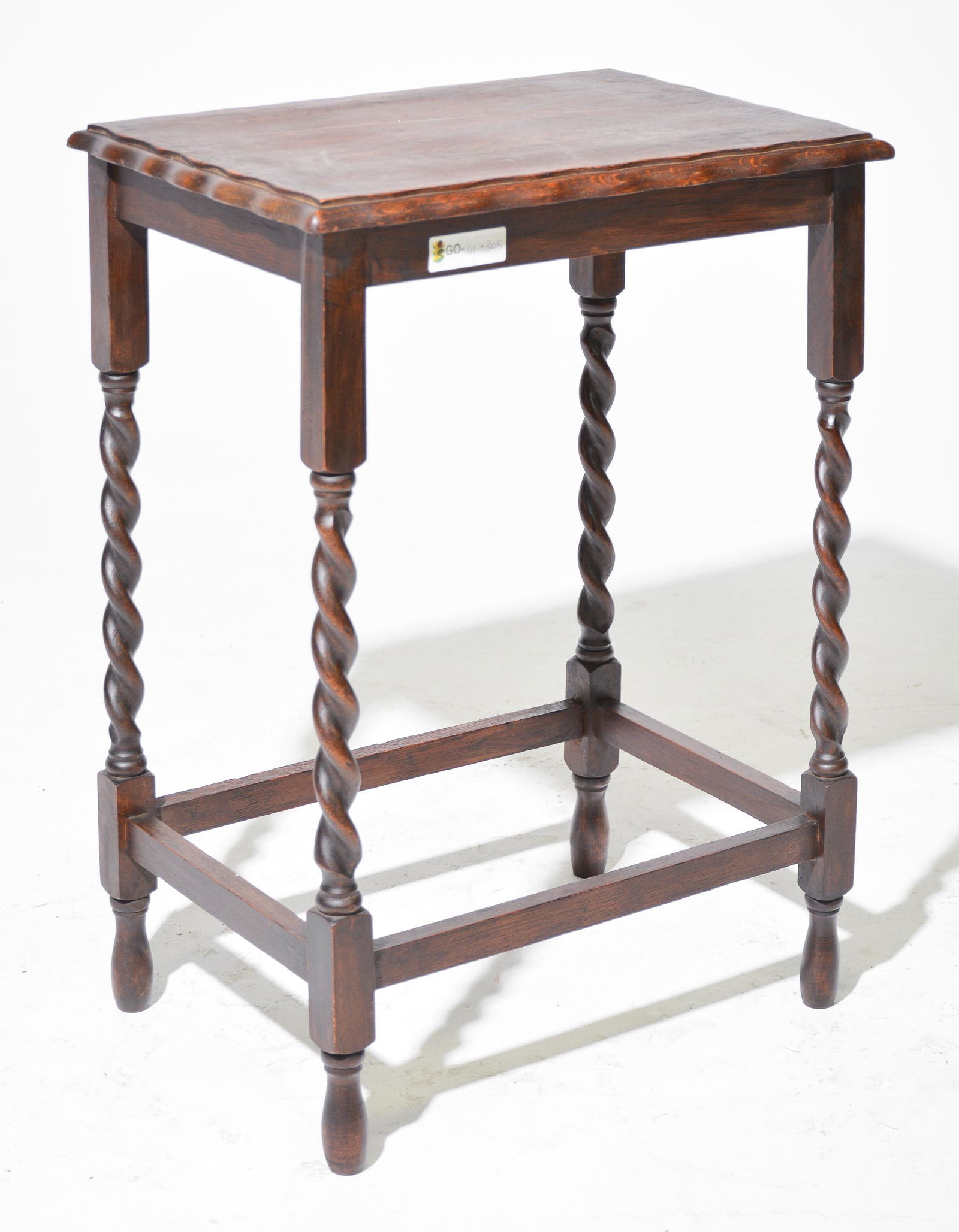 British Oak Barley Twist Lamp / Side Table (1 of 2)