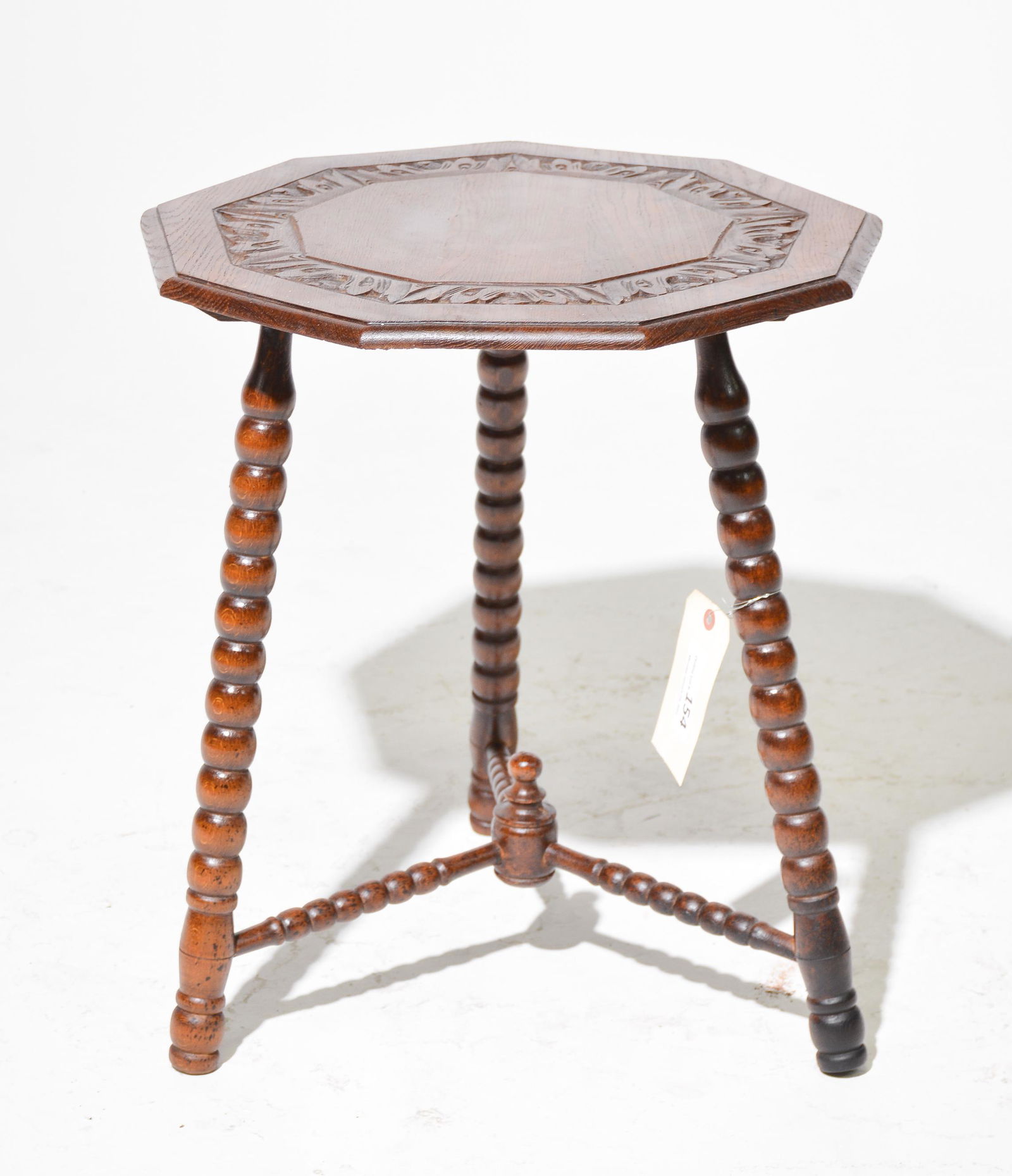 British Carved Oak Bobbin Leg Occasional Table (1 of 3)
