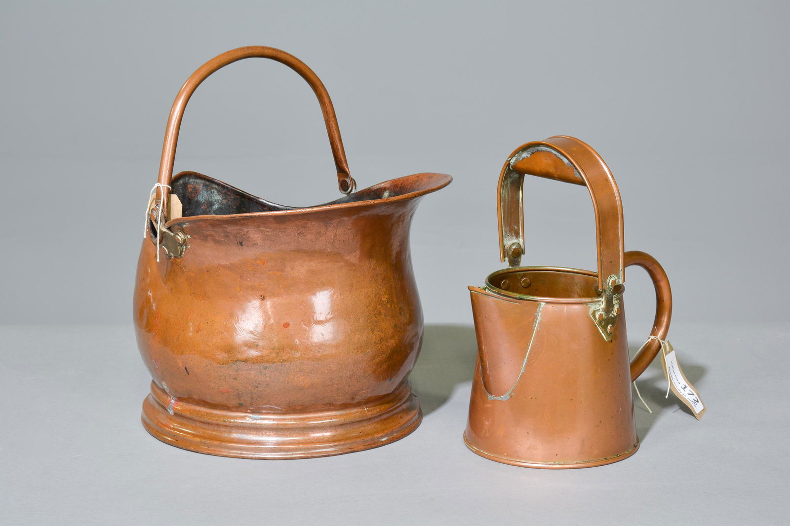 2pcs Copper Coal Skuttle & Measure / Pitcher (1 of 3)