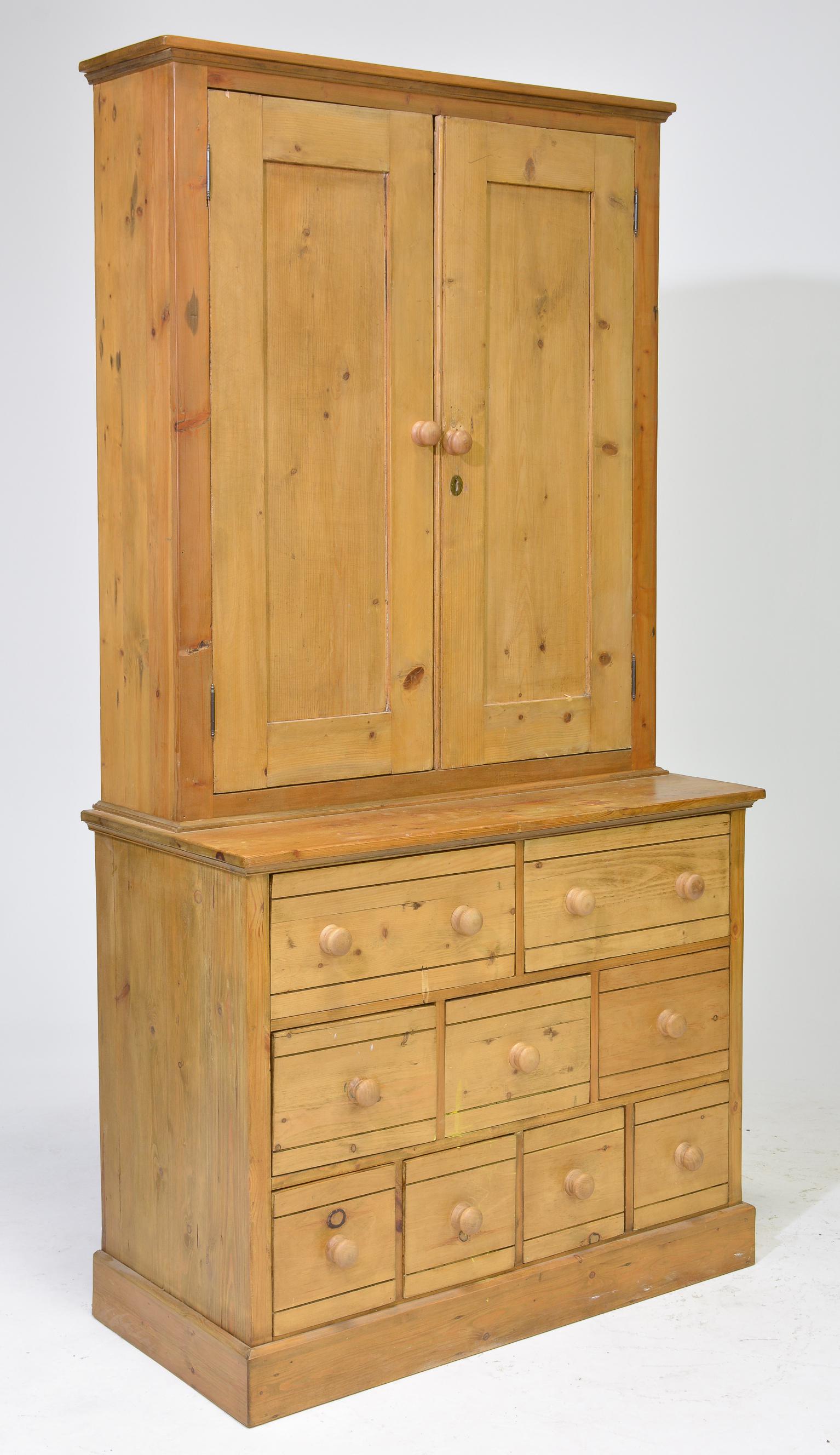British Pine Cupboard with 9 Drawers (1 of 5)