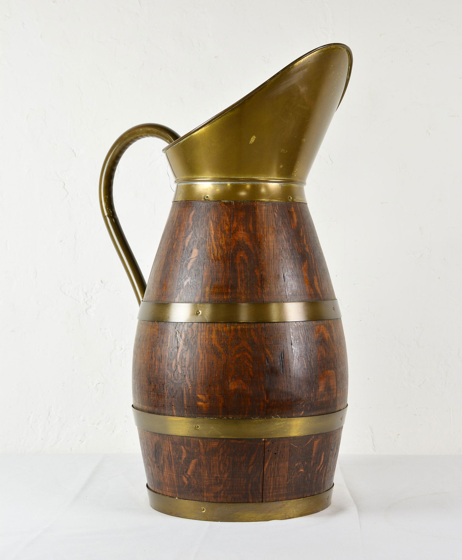Brass Banded Oak Pitcher / Jug (1 of 3)