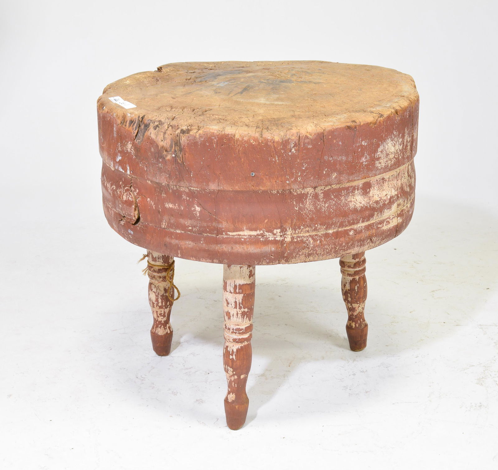 Large Painted Base Round Butcher Block (1 of 4)