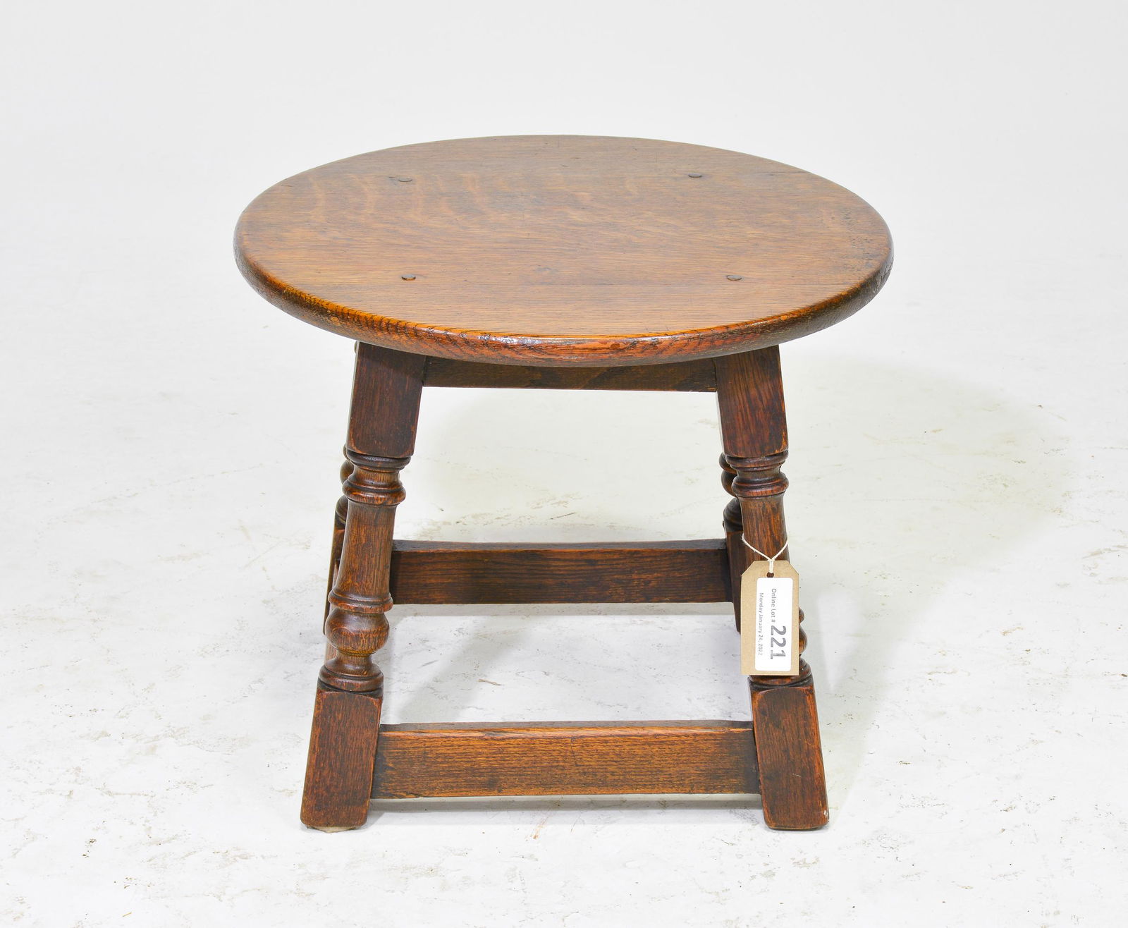 English Oak Round Stool / Small Table (1 of 2)