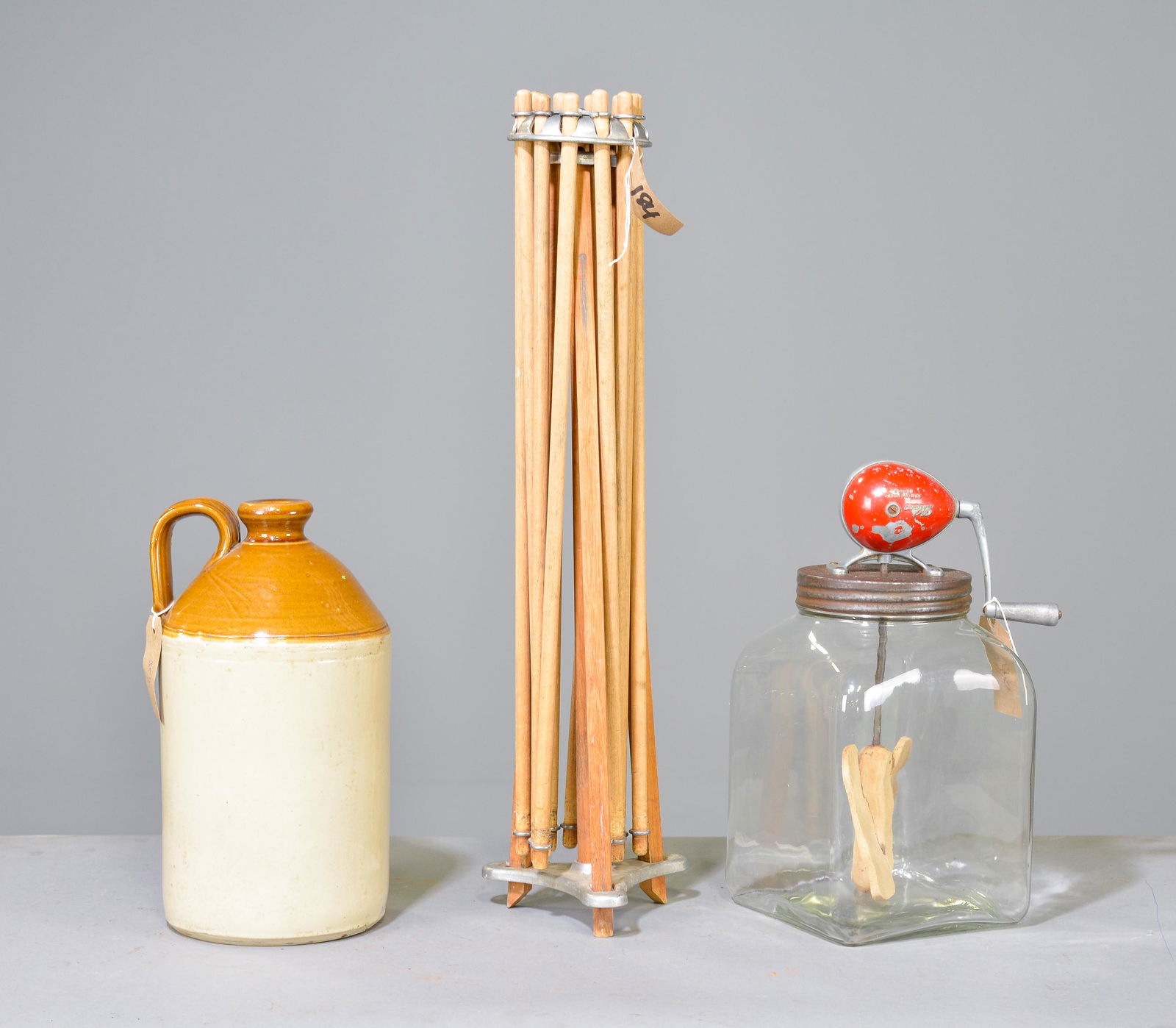 Vintage Drying Rack, Churn & 1 Crock (1 of 5)
