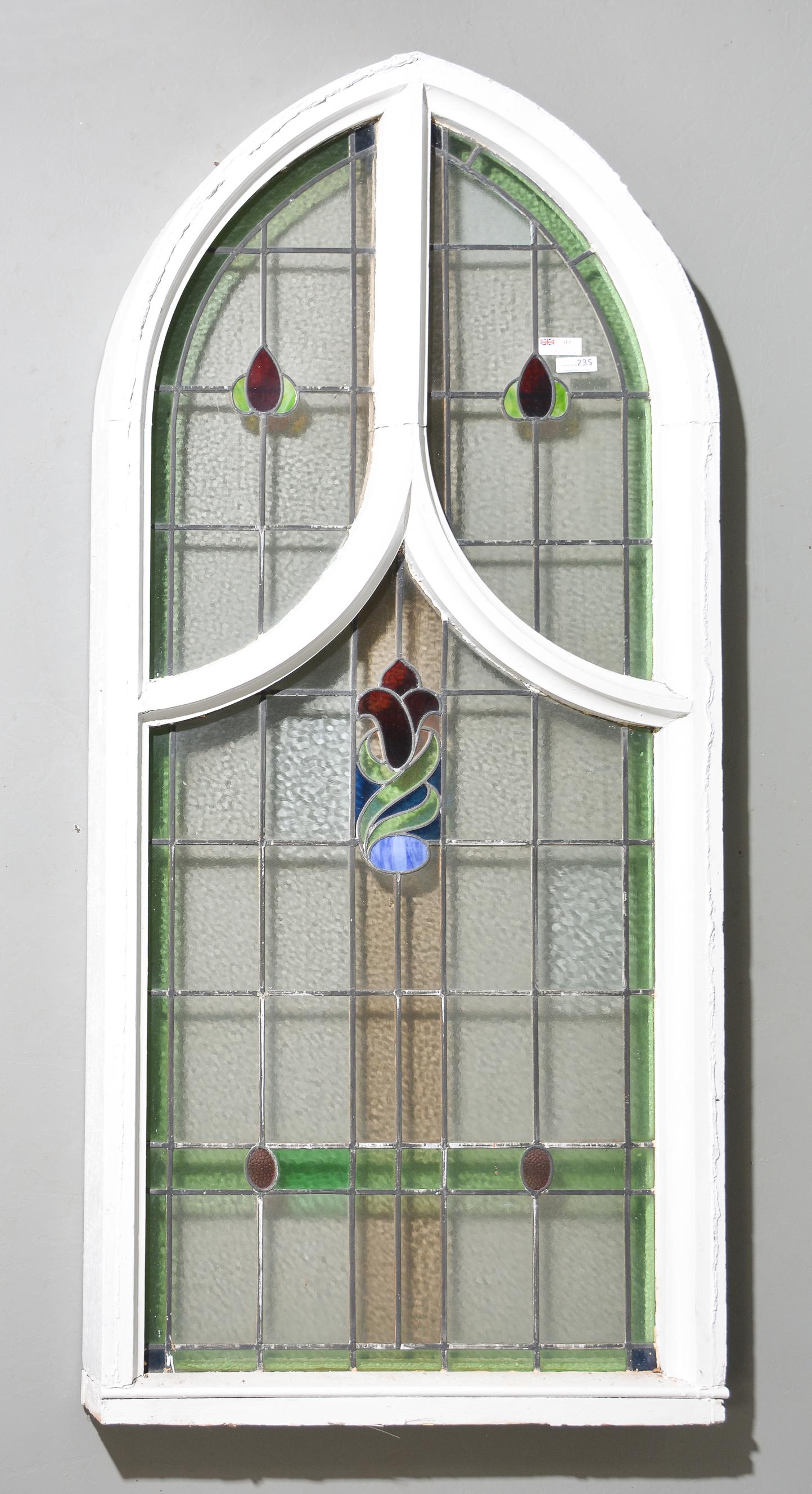 British Large Arch Top Stain Glass Window (1 of 5)