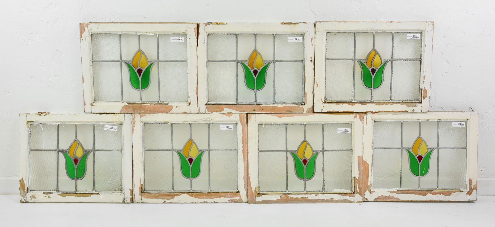 7 British Stained Glass Windows - Yellow Floral (1 of 2)