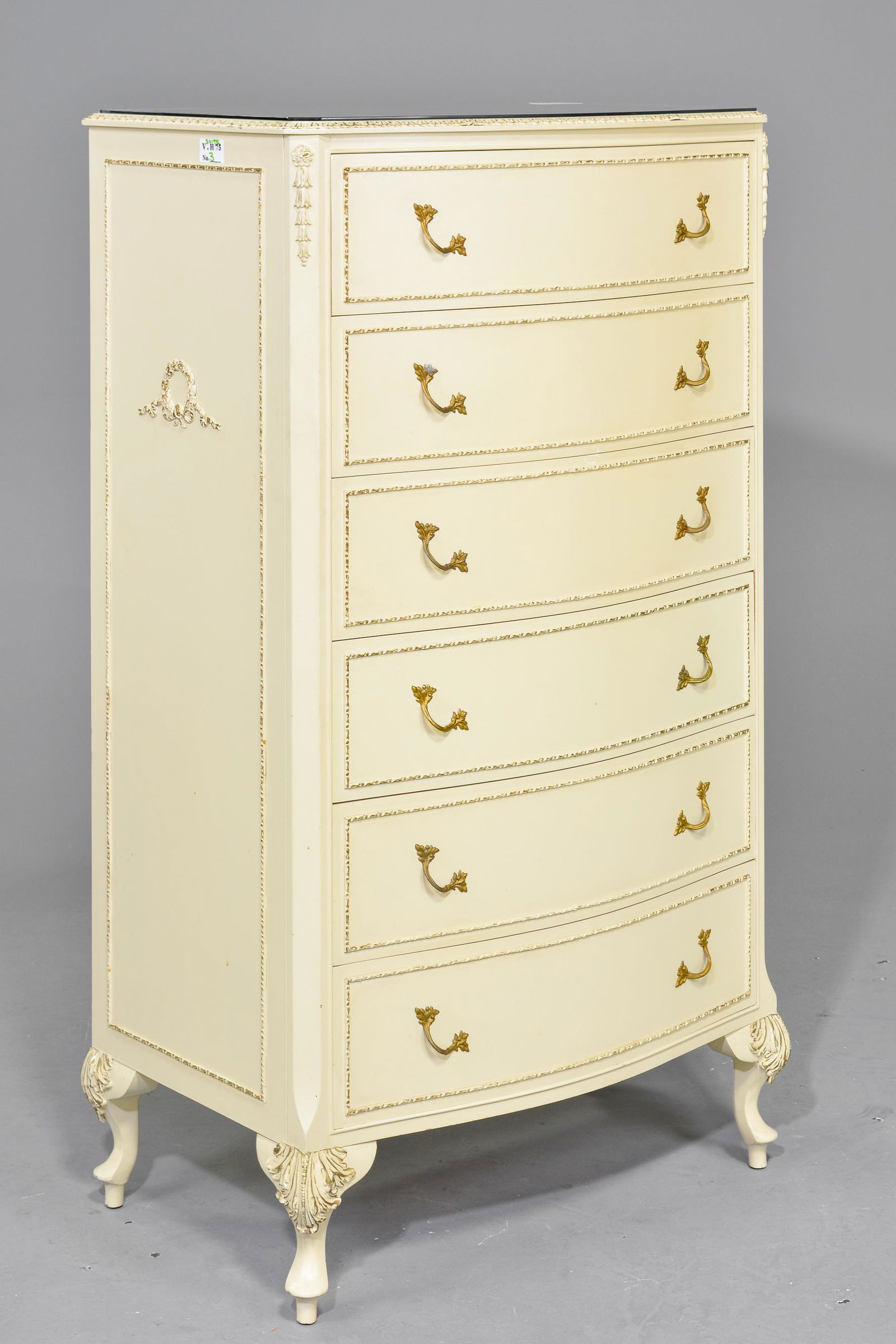 British Painted 6 Drawer Chest with Glass Top (1 of 3)